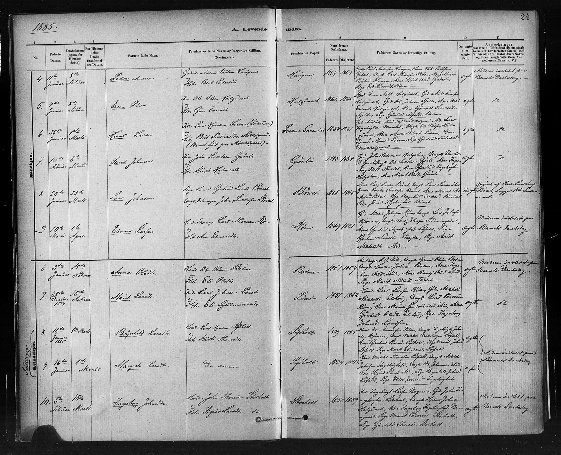 Ministerialprotokoller, klokkerbøker og fødselsregistre - Møre og Romsdal, AV/SAT-A-1454/598/L1069: Parish register (official) no. 598A03, 1882-1895, p. 24