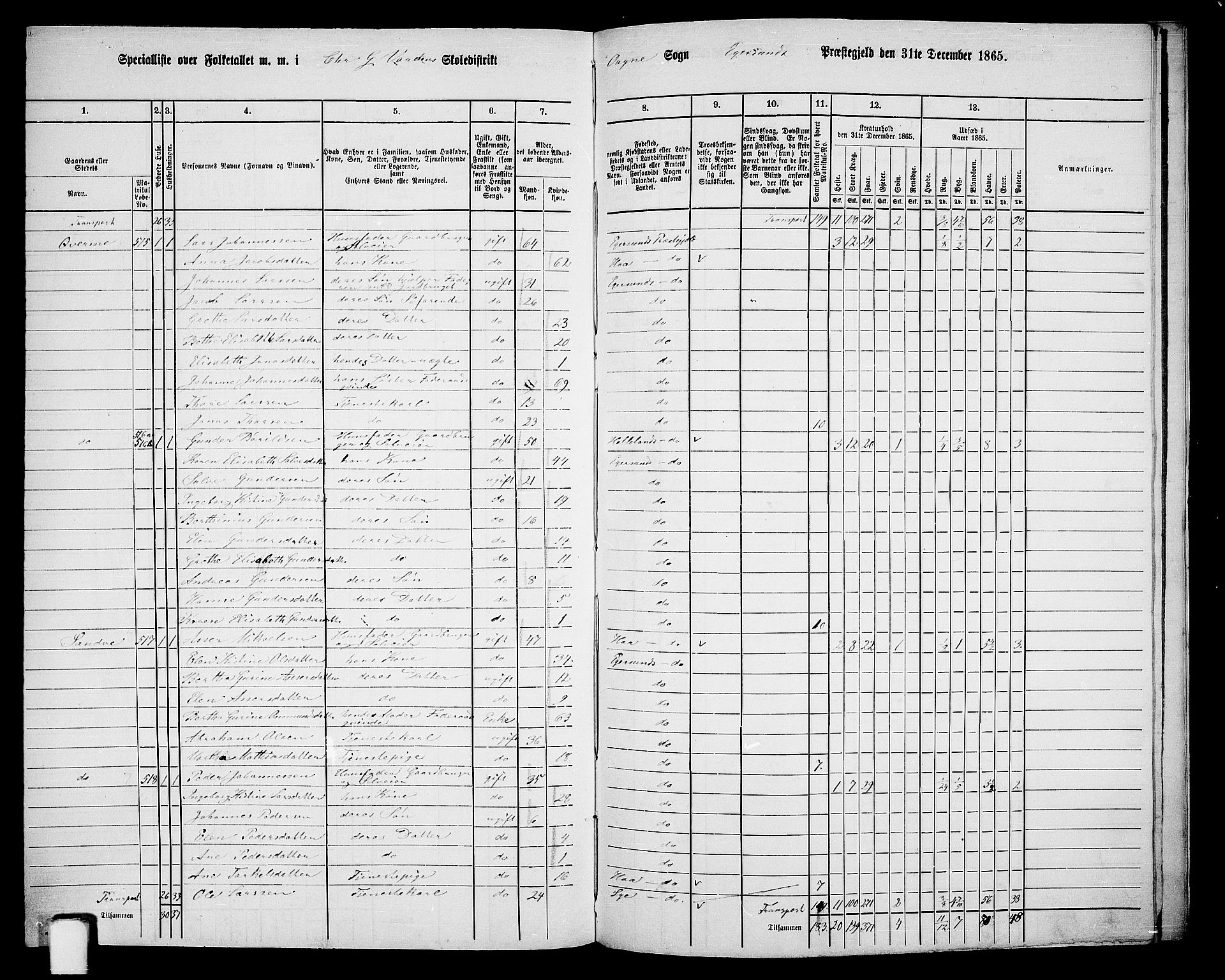 RA, 1865 census for Eigersund/Eigersund og Ogna, 1865, p. 150