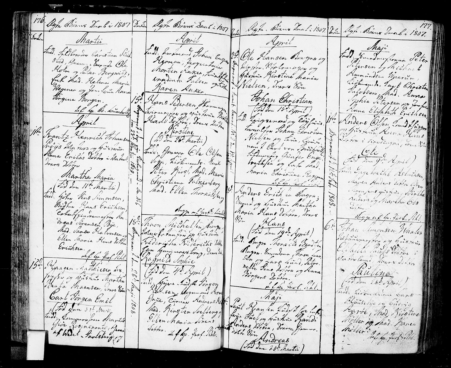 Oslo domkirke Kirkebøker, SAO/A-10752/F/Fa/L0006: Parish register (official) no. 6, 1807-1817, p. 176-177