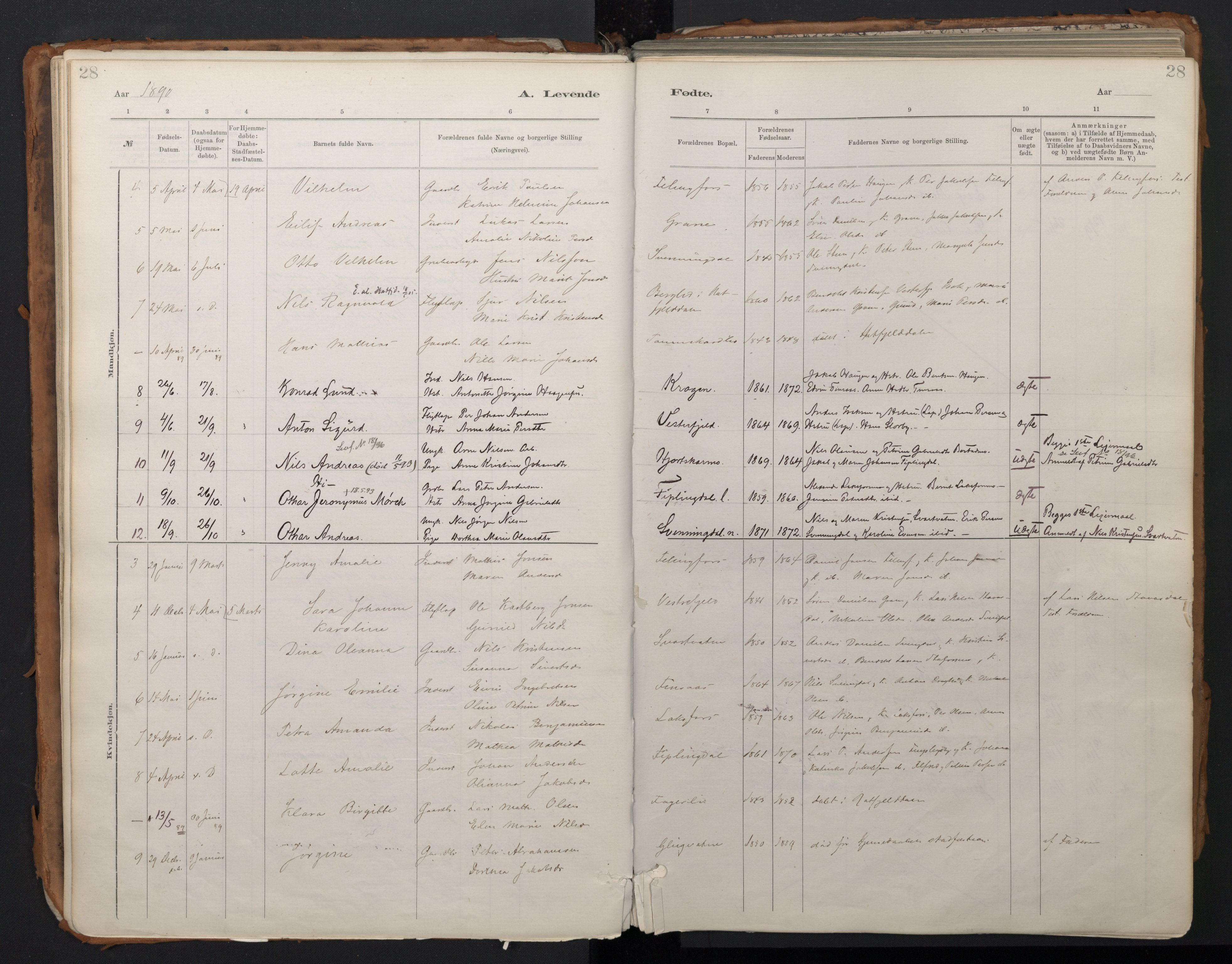 Ministerialprotokoller, klokkerbøker og fødselsregistre - Nordland, AV/SAT-A-1459/824/L0338: Parish register (official) no. 824A01, 1880-1915, p. 28