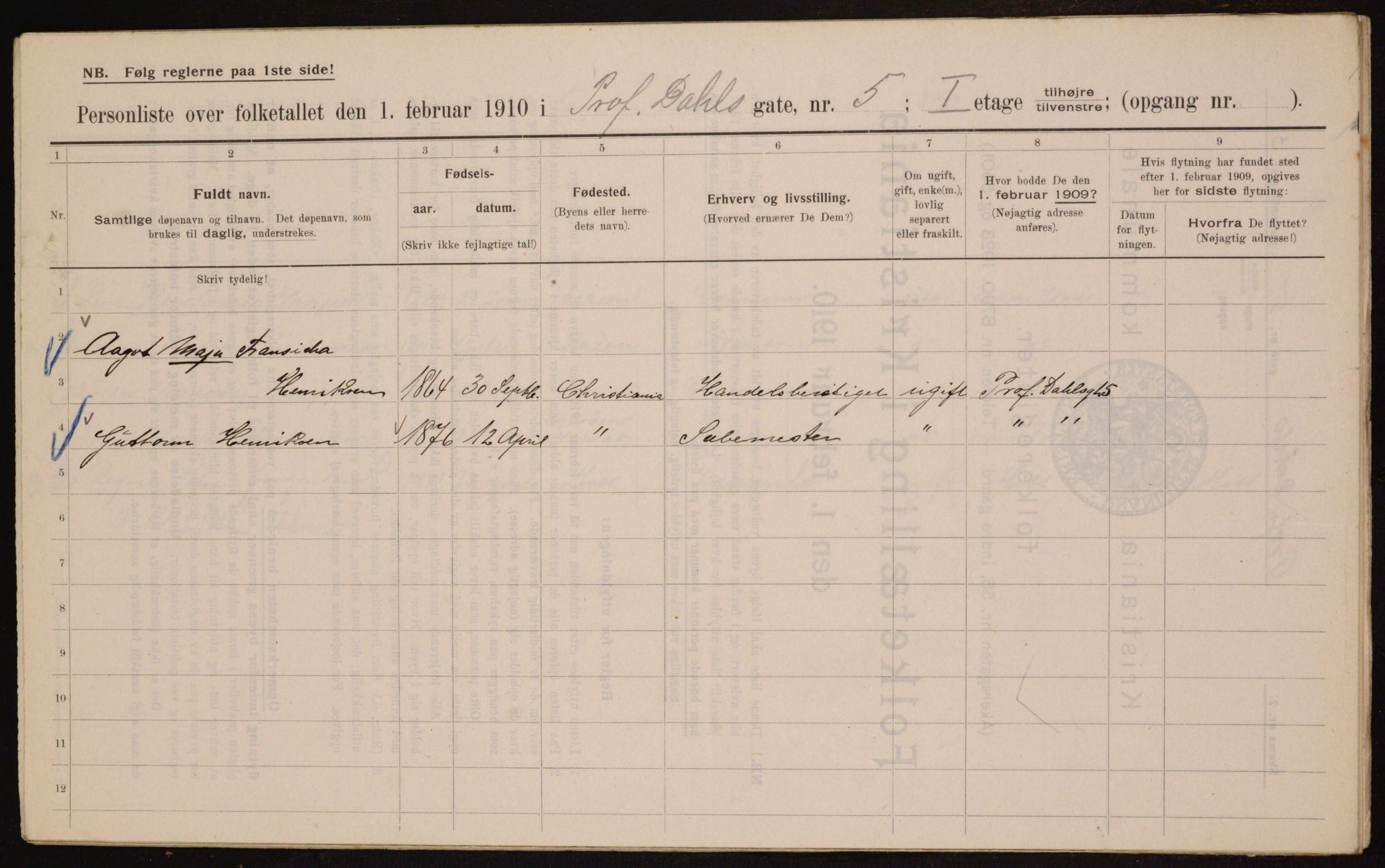 OBA, Municipal Census 1910 for Kristiania, 1910, p. 77880