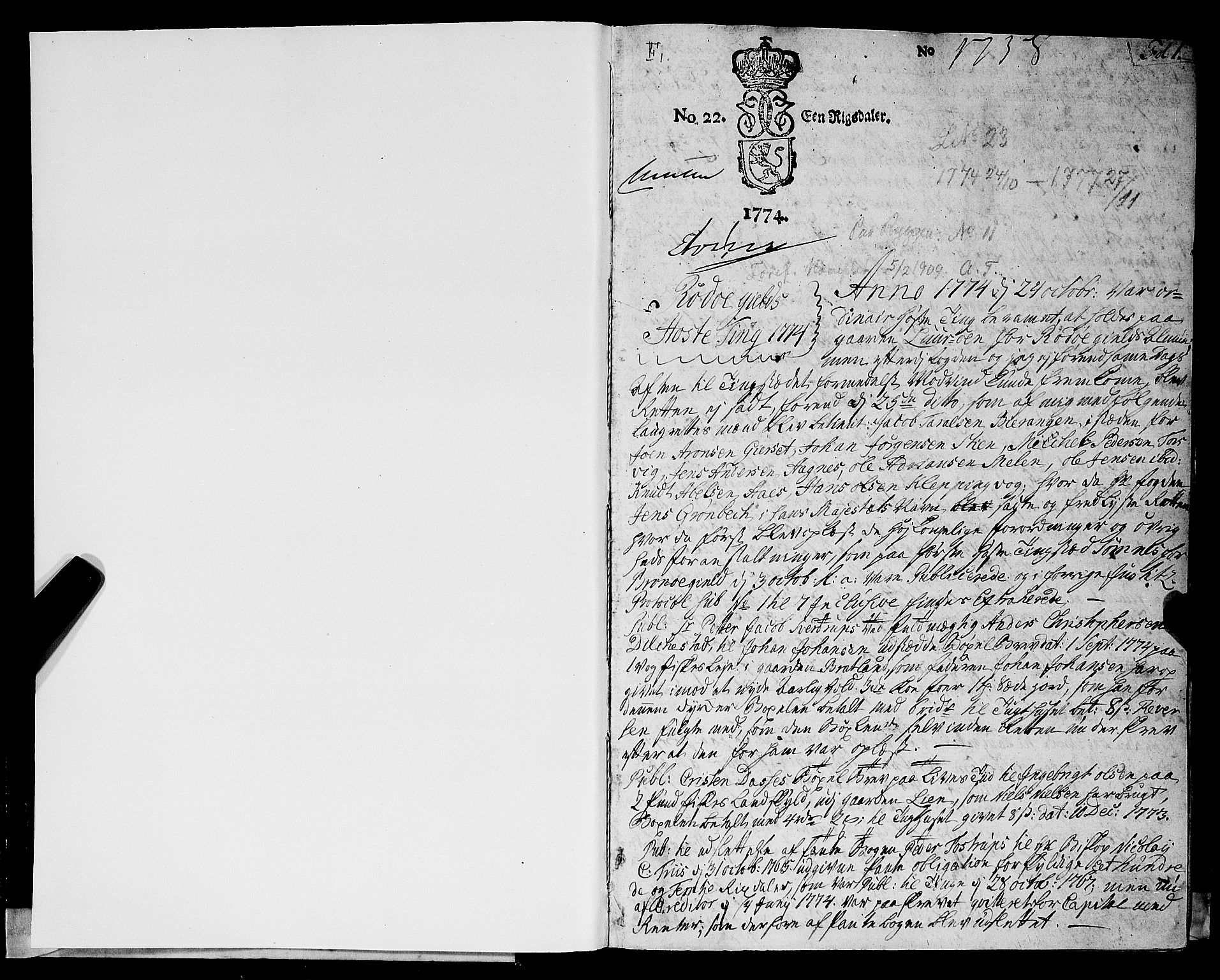 Helgeland sorenskriveri, SAT/A-0004/1/1A/L0025: Tingbok 20A, 1774-1776, p. 0b-1a