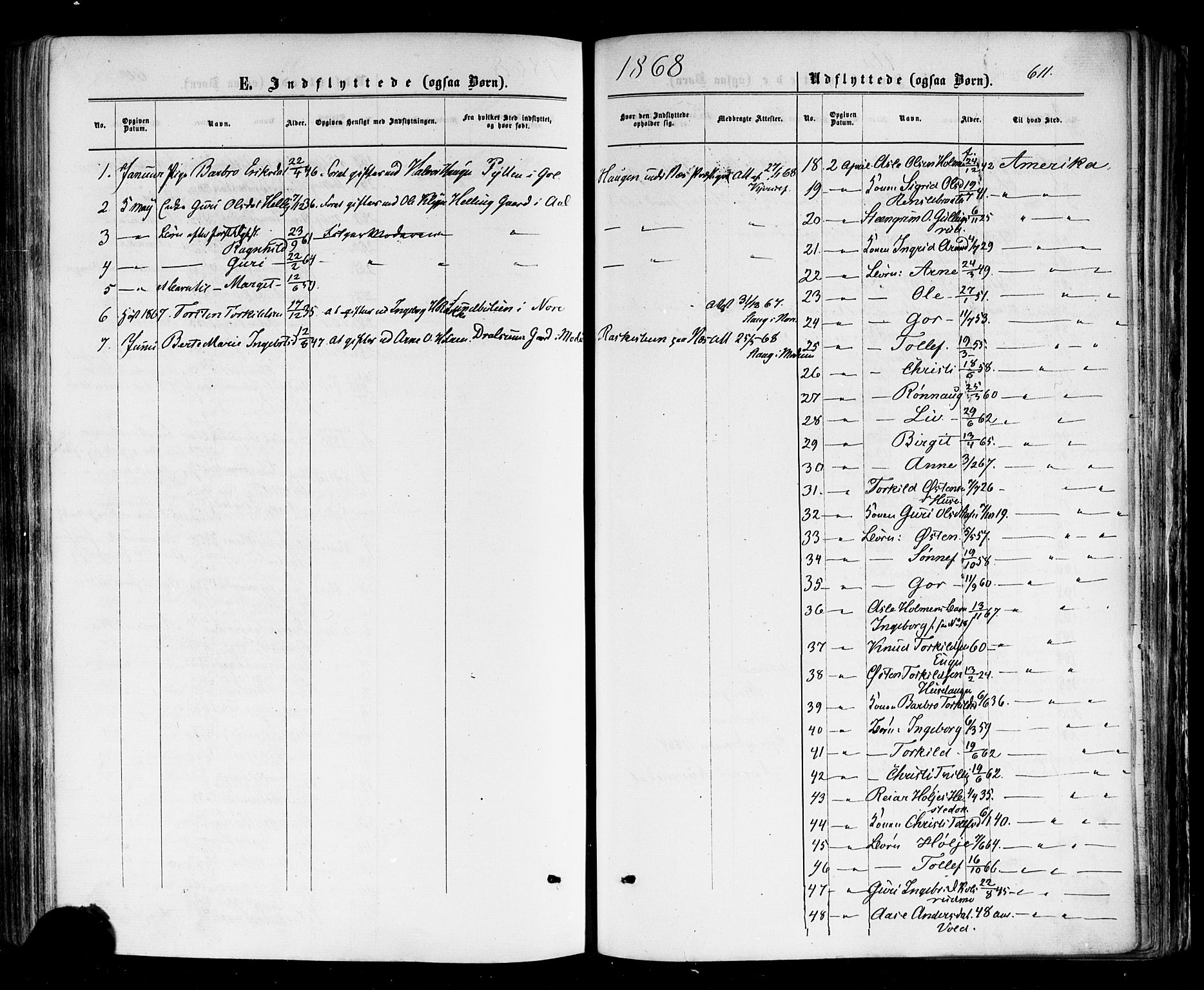 Nes kirkebøker, AV/SAKO-A-236/F/Fa/L0010: Parish register (official) no. 10, 1864-1880, p. 611