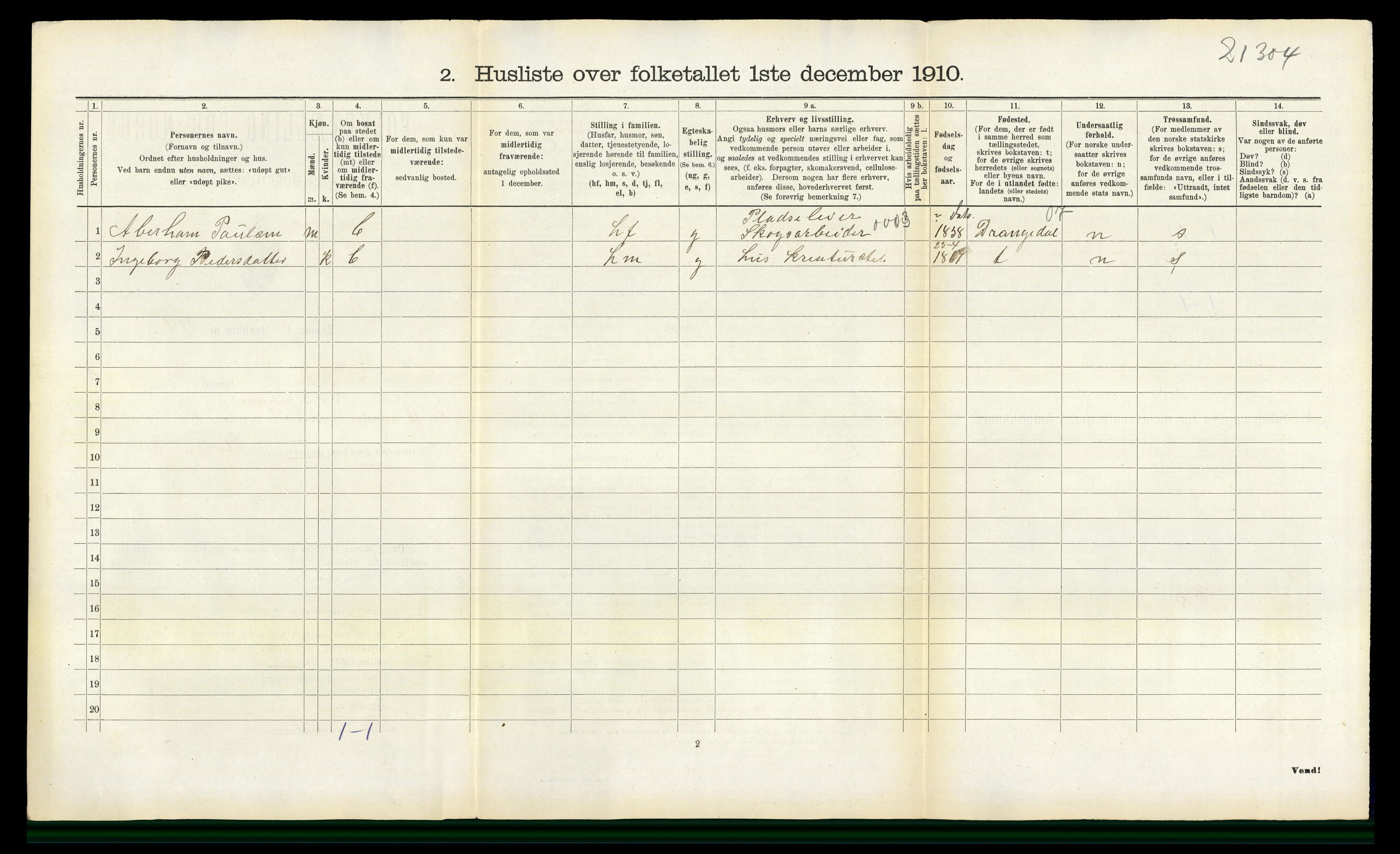 RA, 1910 census for Lunde, 1910, p. 249