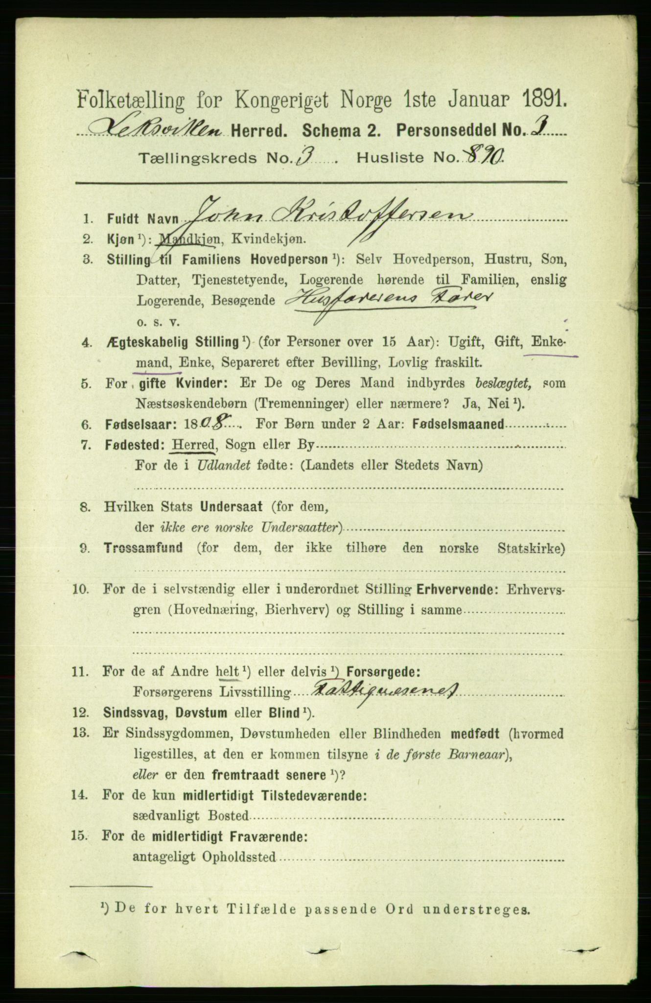 RA, 1891 census for 1718 Leksvik, 1891, p. 1722