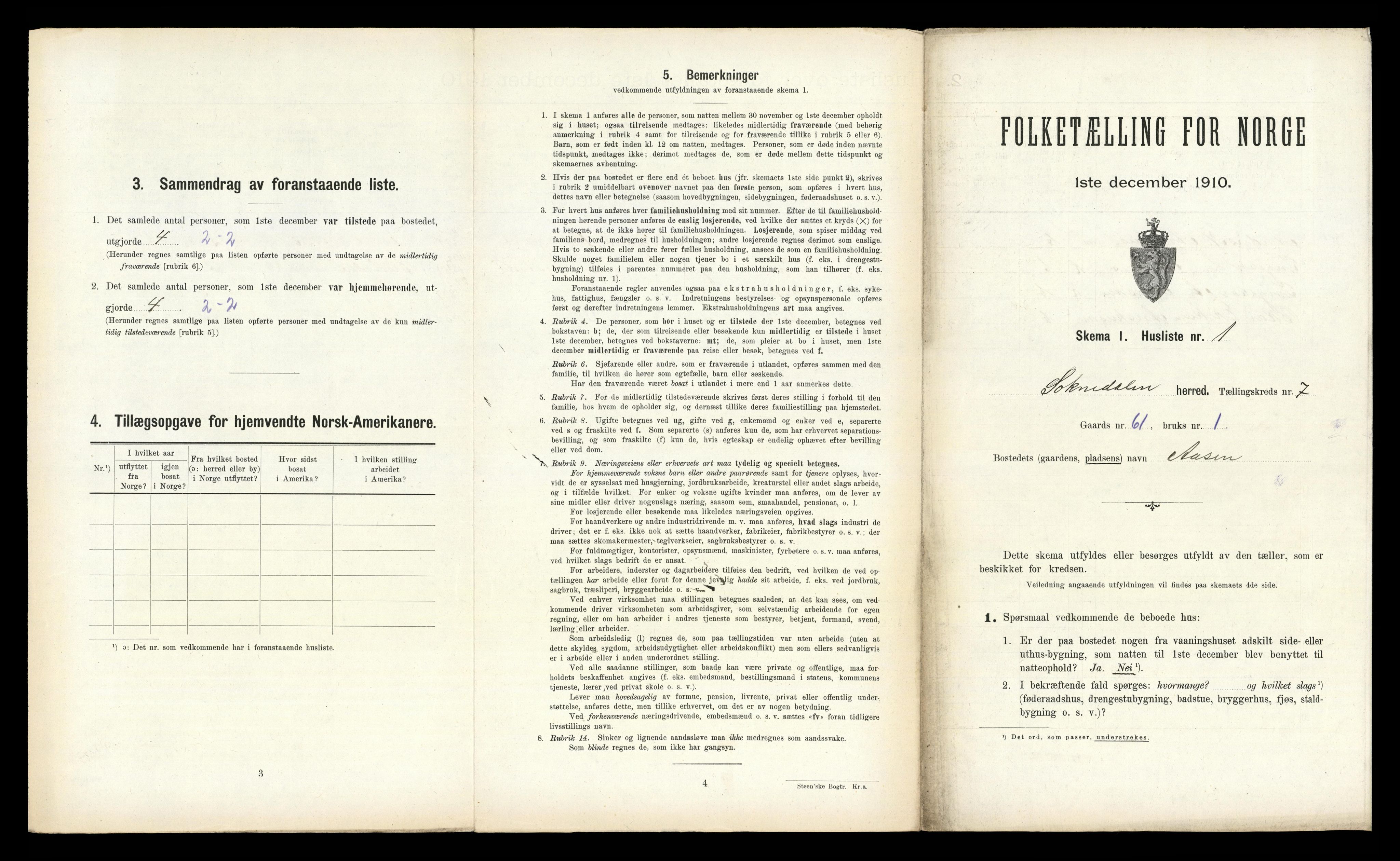 RA, 1910 census for Soknedal, 1910, p. 535