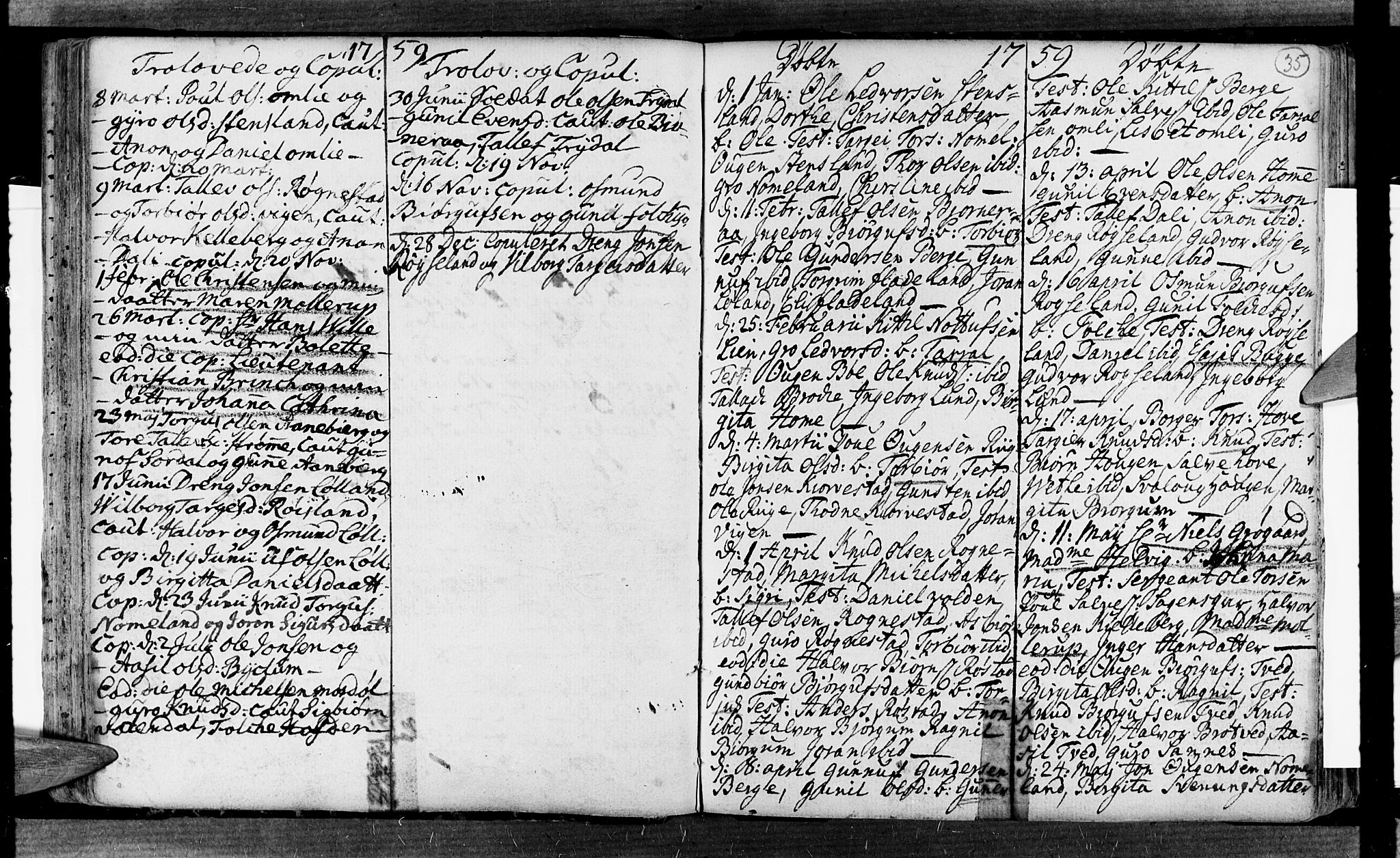 Valle sokneprestkontor, AV/SAK-1111-0044/F/Fa/Fac/L0002: Parish register (official) no. A 2, 1745-1776, p. 35