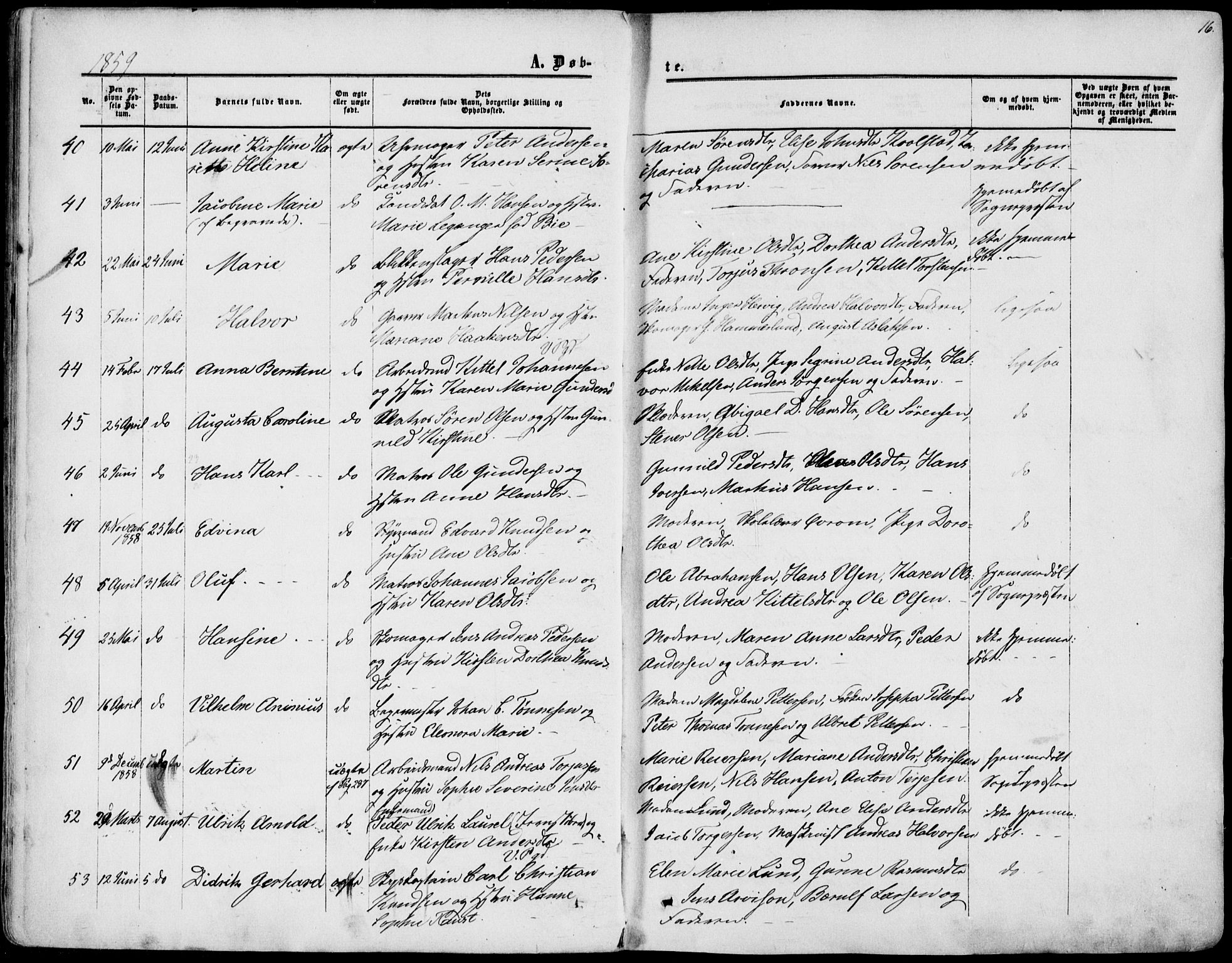 Porsgrunn kirkebøker , AV/SAKO-A-104/F/Fa/L0007: Parish register (official) no. 7, 1858-1877, p. 16