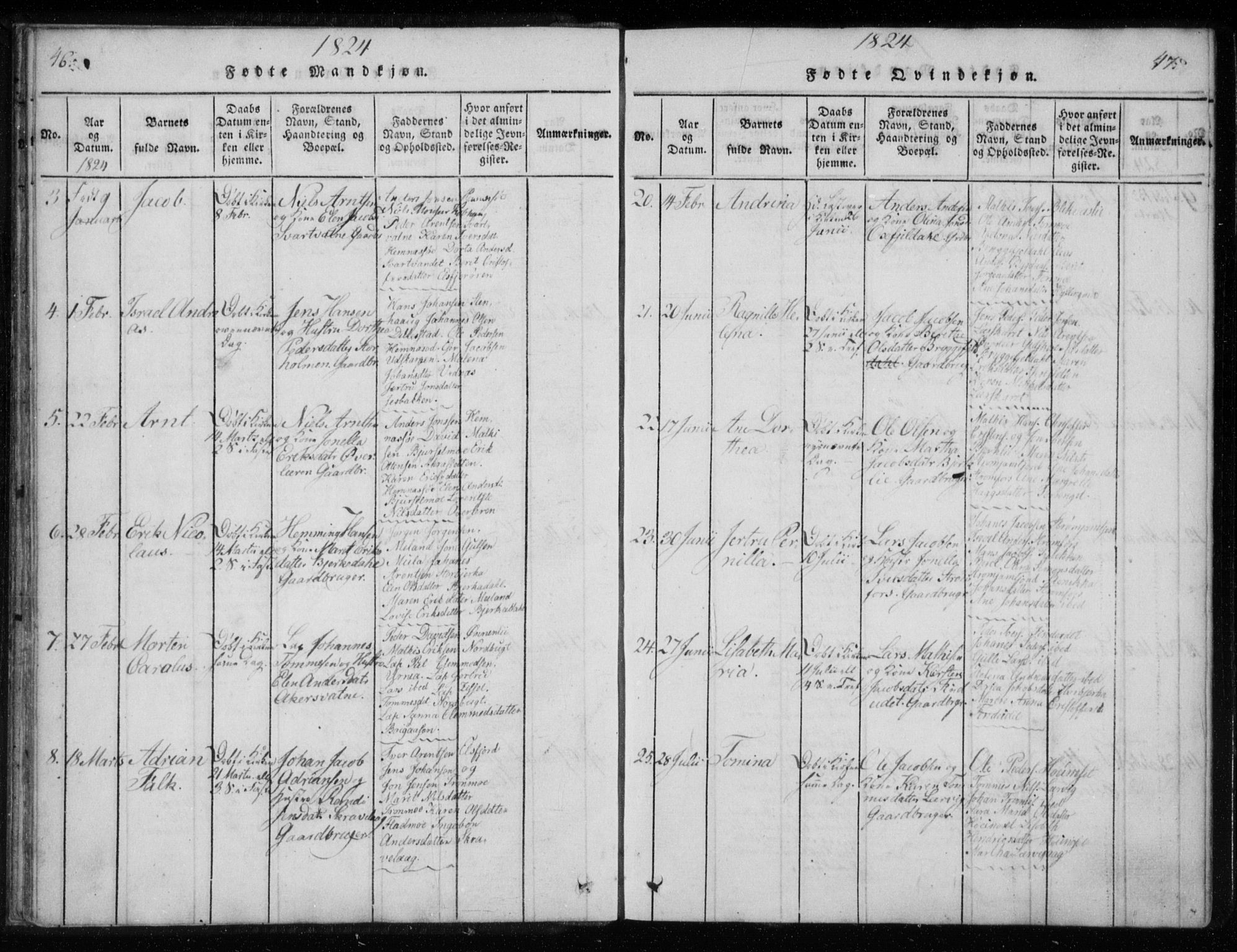 Ministerialprotokoller, klokkerbøker og fødselsregistre - Nordland, AV/SAT-A-1459/825/L0353: Parish register (official) no. 825A07, 1820-1826, p. 46-47