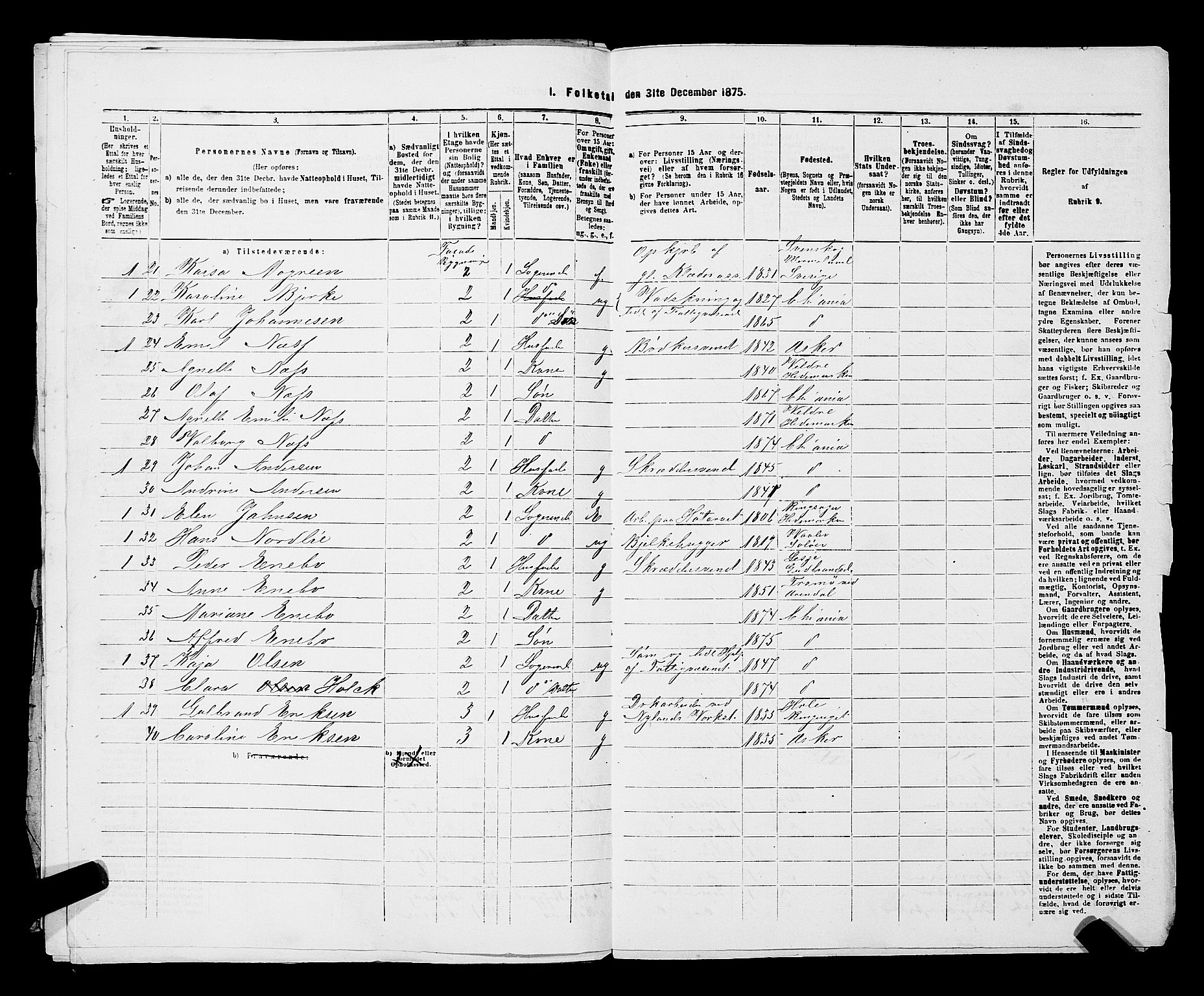 RA, 1875 census for 0301 Kristiania, 1875, p. 2279