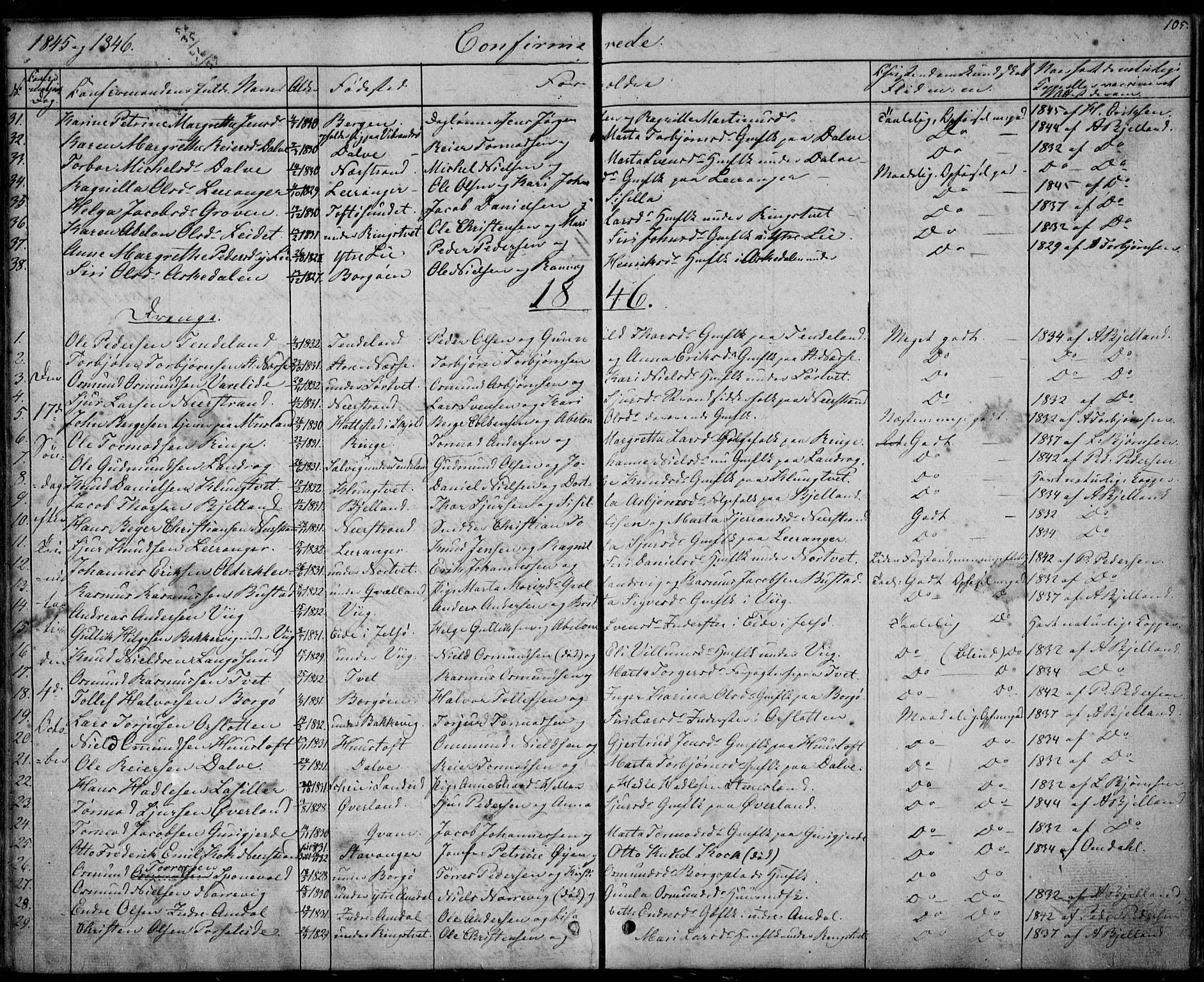 Nedstrand sokneprestkontor, AV/SAST-A-101841/01/IV: Parish register (official) no. A 8, 1839-1860, p. 105