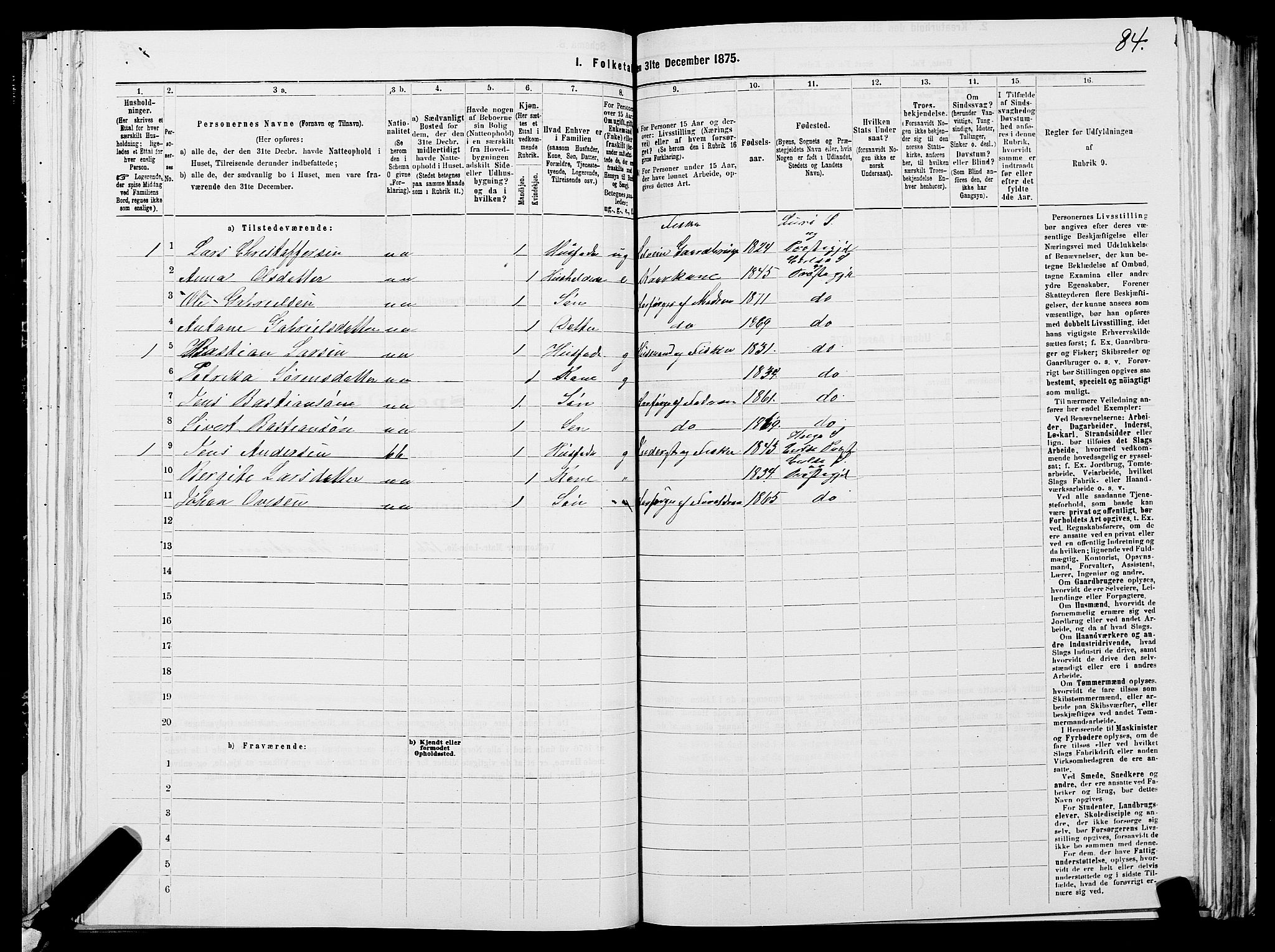 SATØ, 1875 census for 1936P Karlsøy, 1875, p. 2084