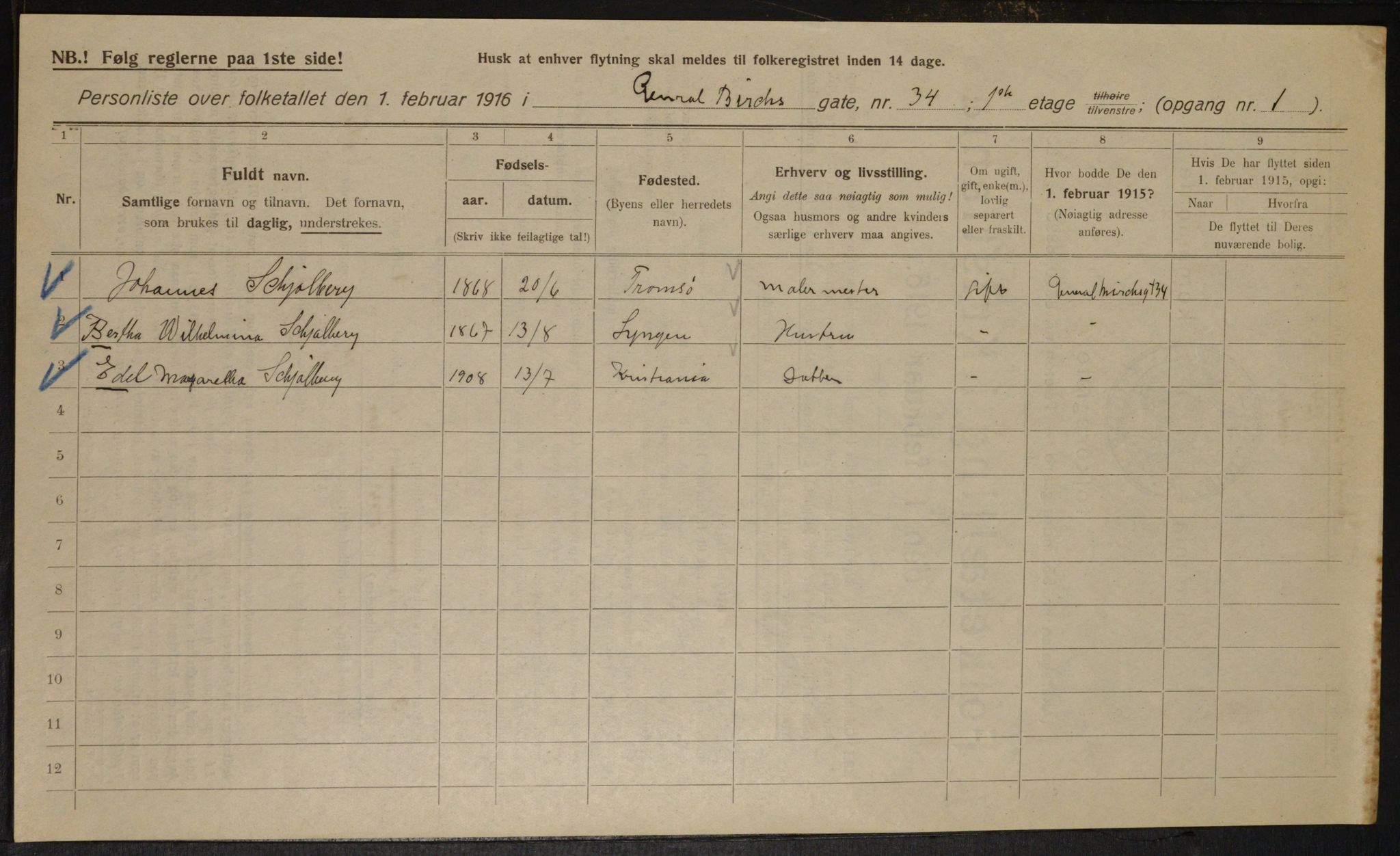 OBA, Municipal Census 1916 for Kristiania, 1916, p. 29746