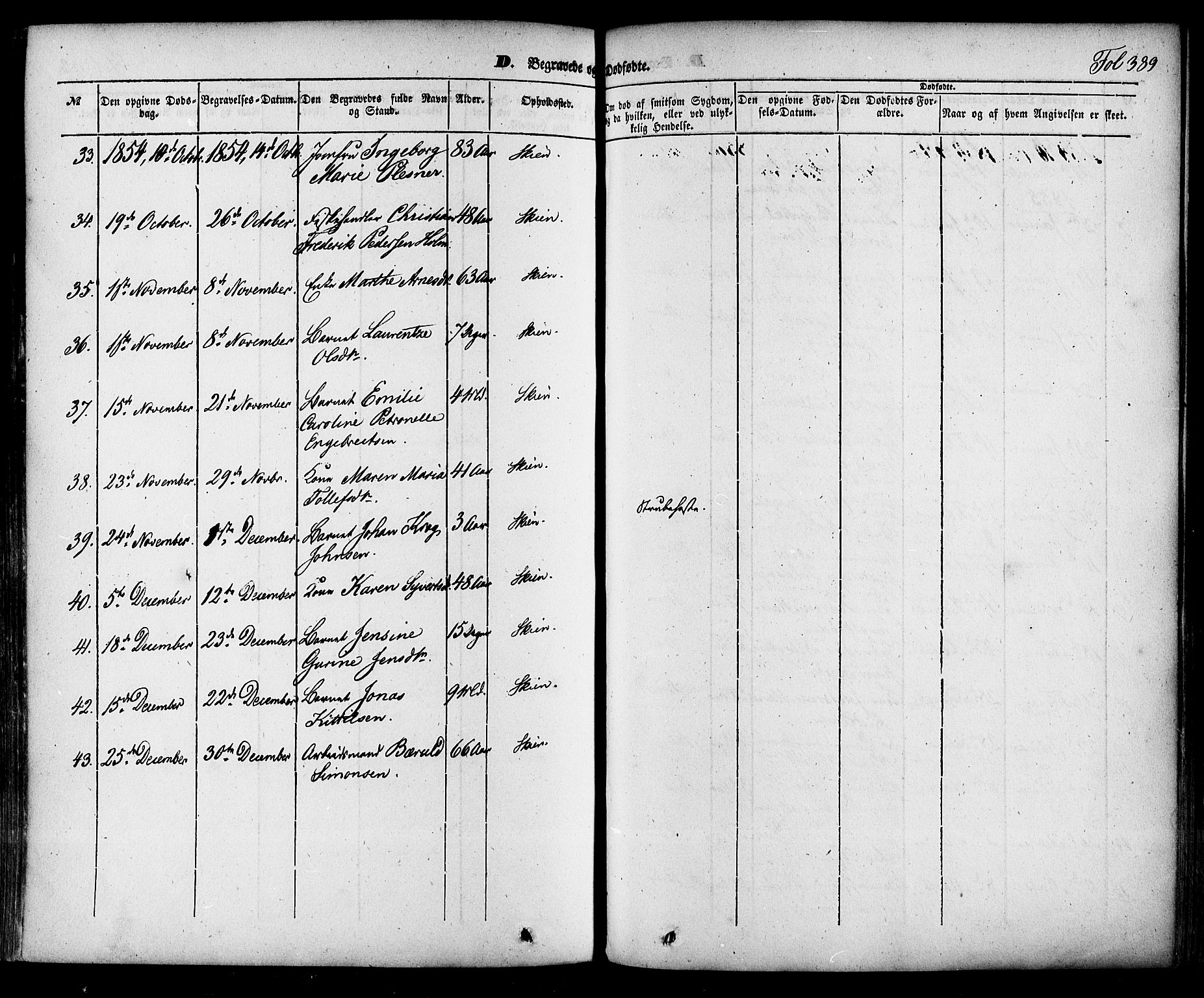 Skien kirkebøker, AV/SAKO-A-302/F/Fa/L0006a: Parish register (official) no. 6A, 1843-1856, p. 389