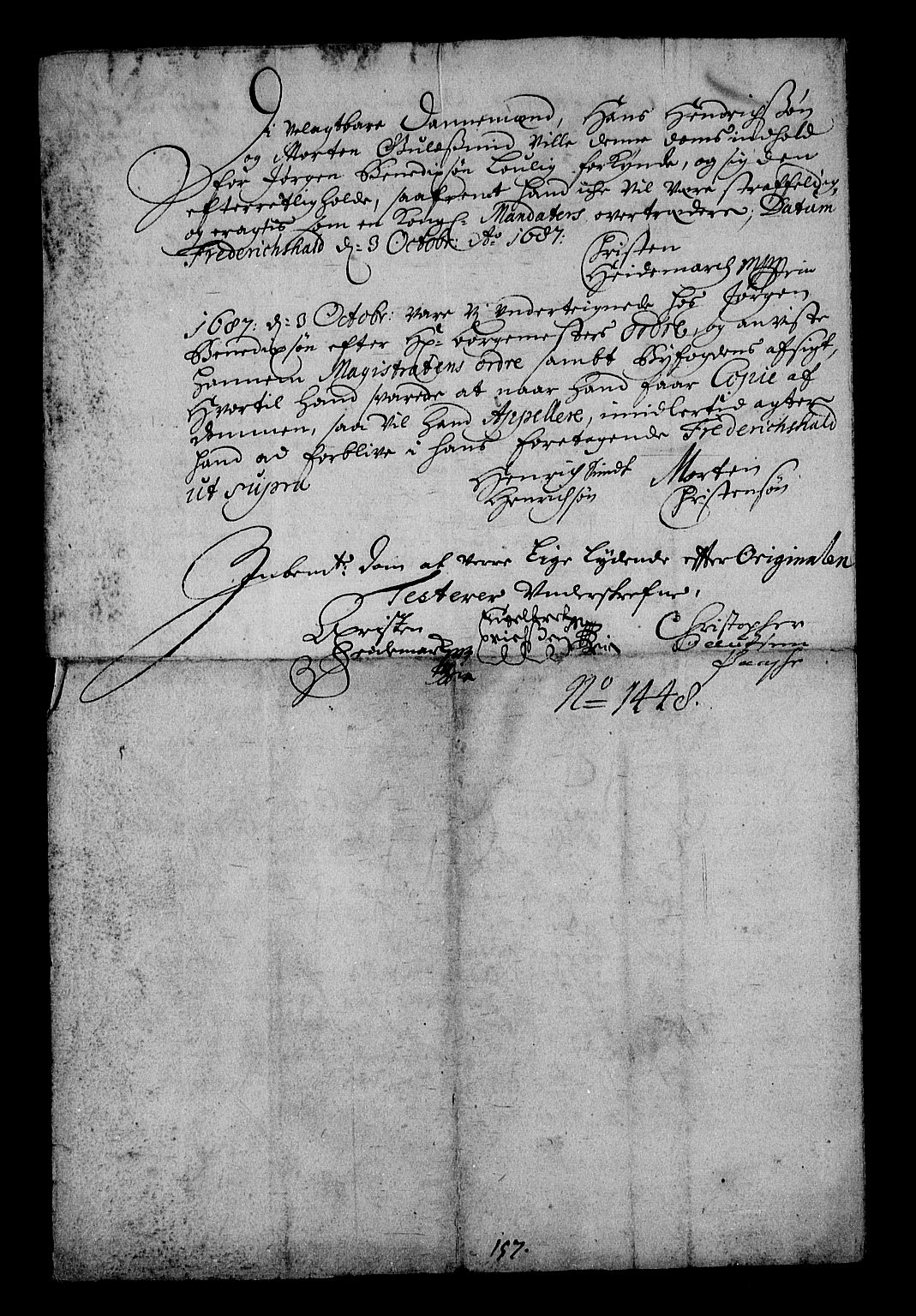 Stattholderembetet 1572-1771, RA/EA-2870/Af/L0002: Avskrifter av vedlegg til originale supplikker, nummerert i samsvar med supplikkbøkene, 1687-1689, p. 98