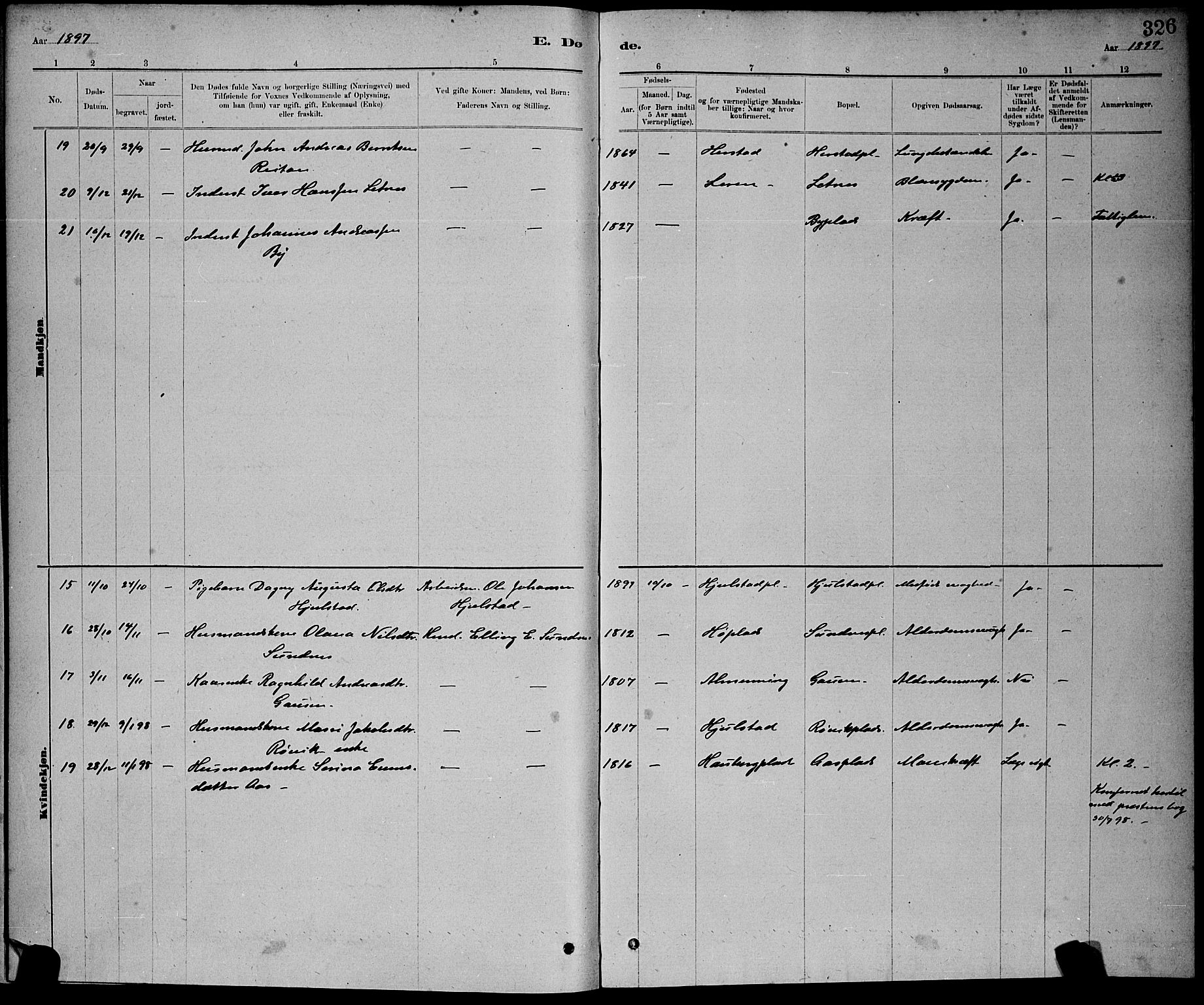 Ministerialprotokoller, klokkerbøker og fødselsregistre - Nord-Trøndelag, SAT/A-1458/730/L0301: Parish register (copy) no. 730C04, 1880-1897, p. 326
