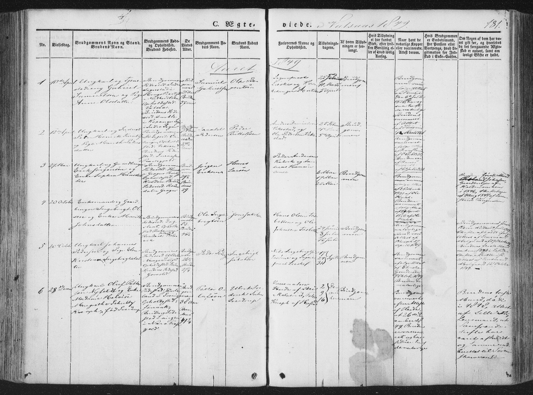 Ministerialprotokoller, klokkerbøker og fødselsregistre - Nordland, AV/SAT-A-1459/810/L0144: Parish register (official) no. 810A07 /1, 1841-1862, p. 181