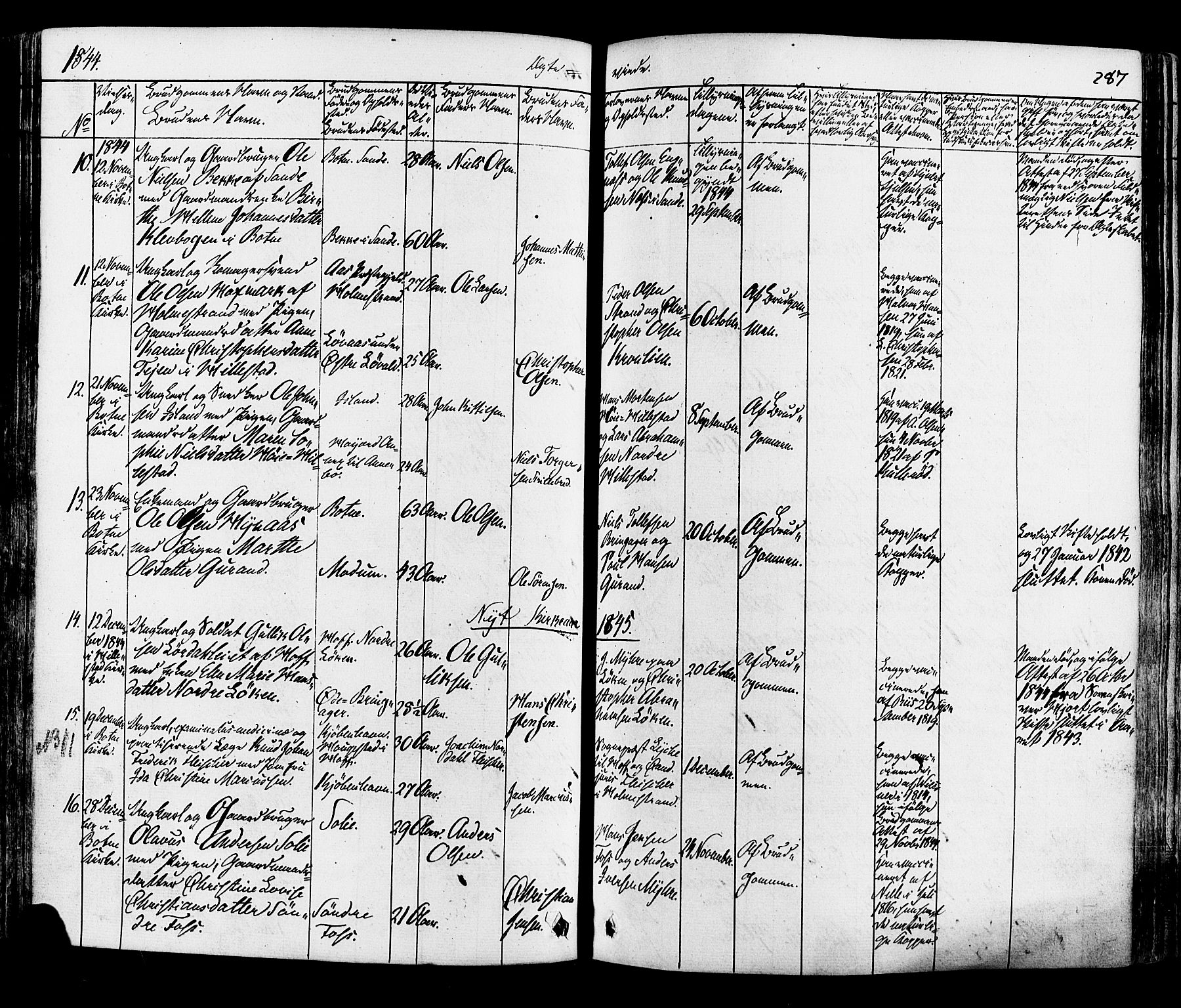Botne kirkebøker, SAKO/A-340/F/Fa/L0006: Parish register (official) no. I 6, 1836-1877, p. 287
