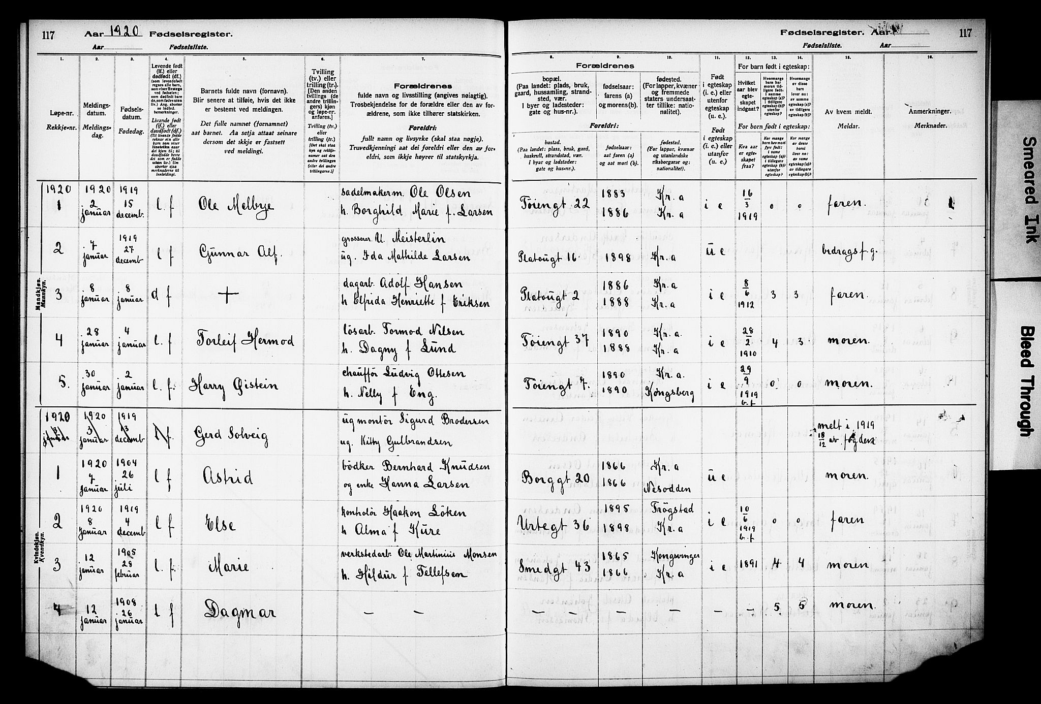 Grønland prestekontor Kirkebøker, AV/SAO-A-10848/J/Ja/L0001: Birth register no. 1, 1916-1922, p. 117