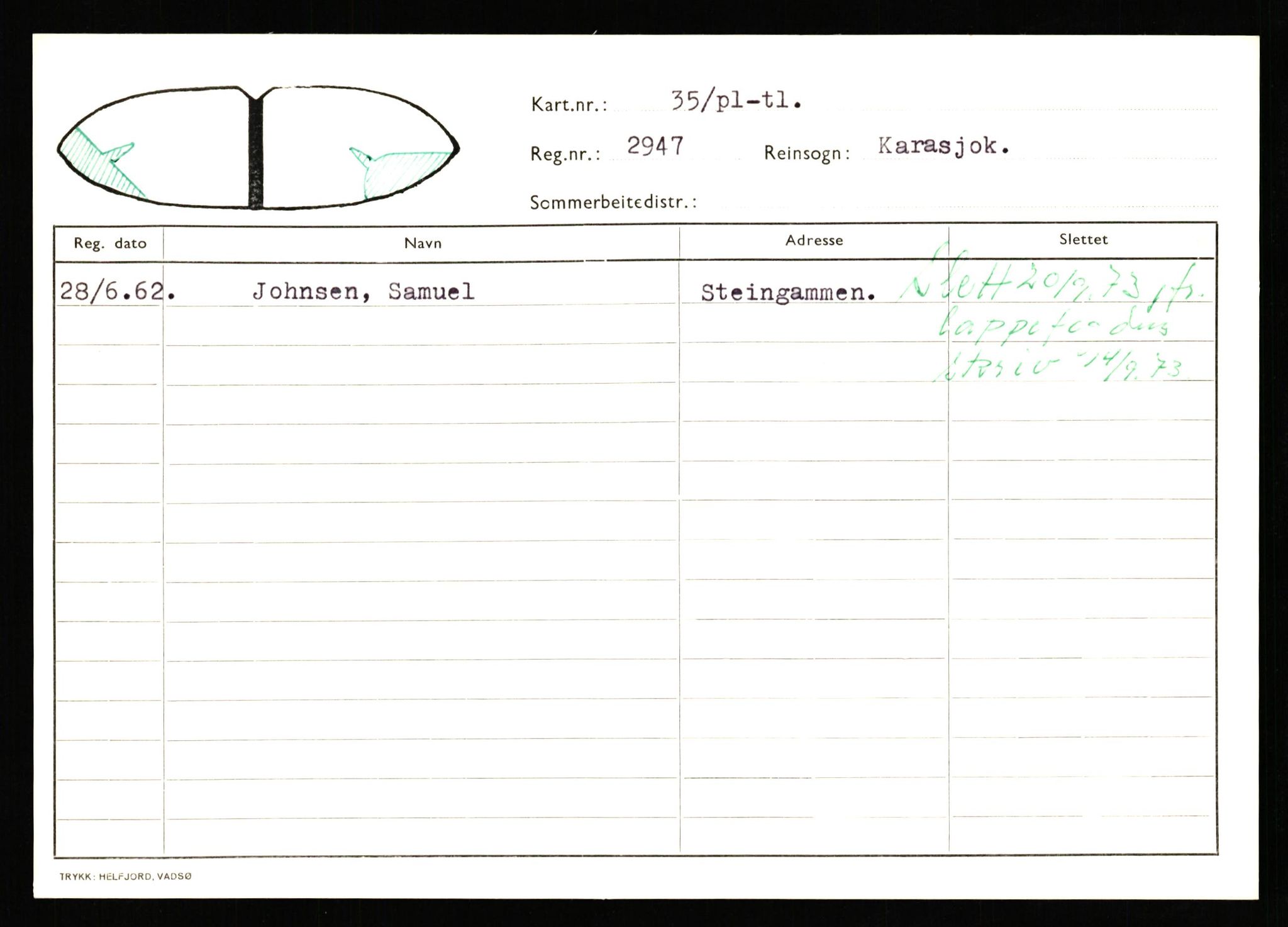 Lappefogden i Finnmark/Reindriftsforvaltningen Øst-Finnmark, AV/SATØ-S-1461/G/Ge/Gea/L0006: Slettede reinmerker, 1934-1992, p. 50