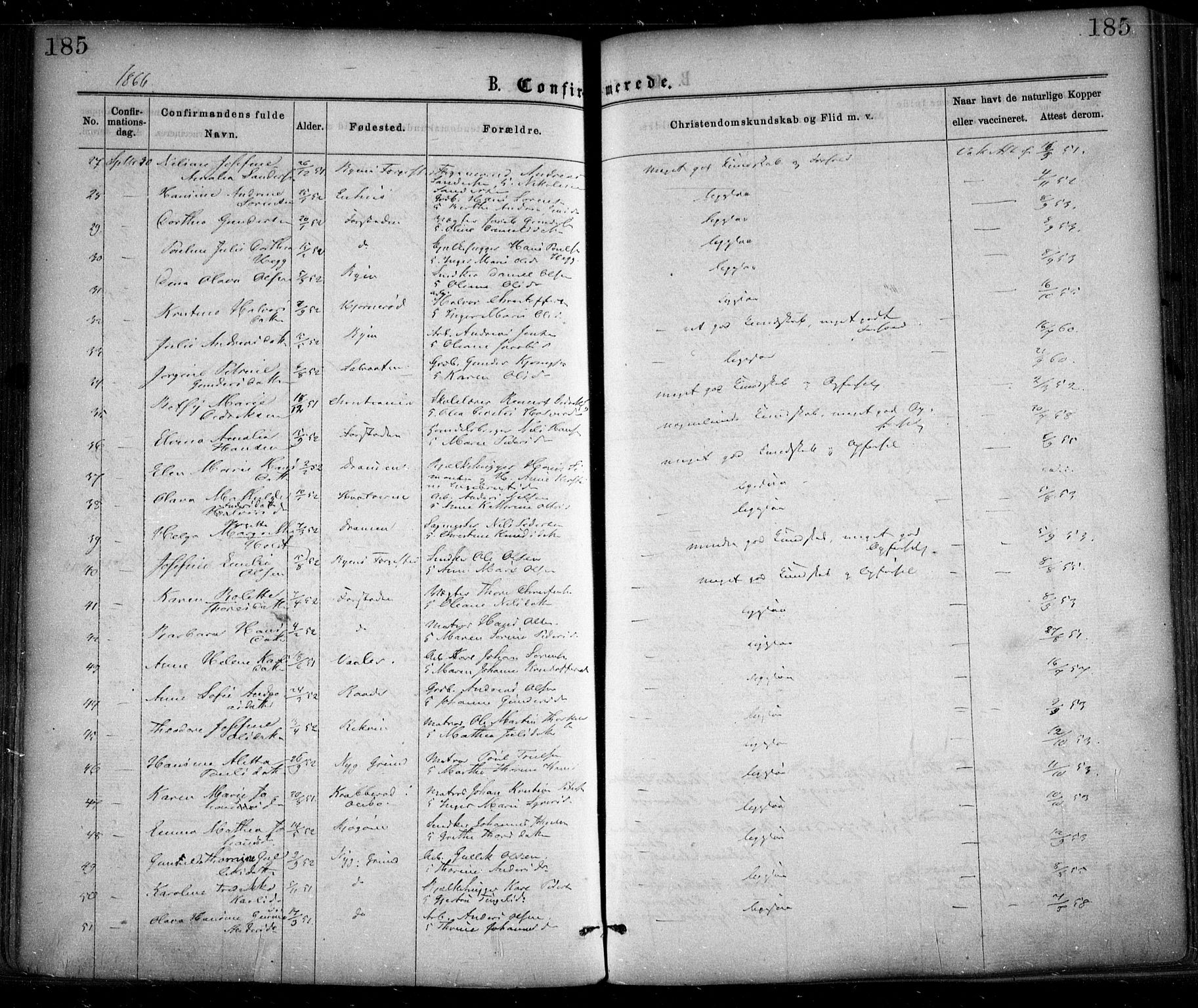 Glemmen prestekontor Kirkebøker, SAO/A-10908/F/Fa/L0008: Parish register (official) no. 8, 1862-1871, p. 185