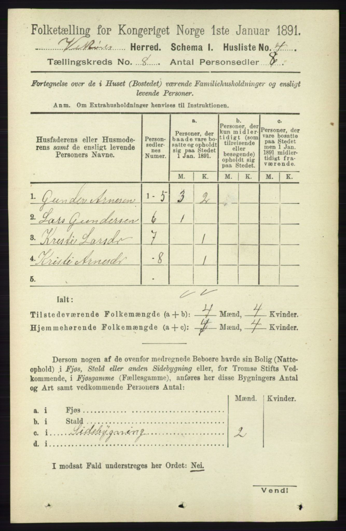 RA, 1891 census for 1238 Vikør, 1891, p. 2279