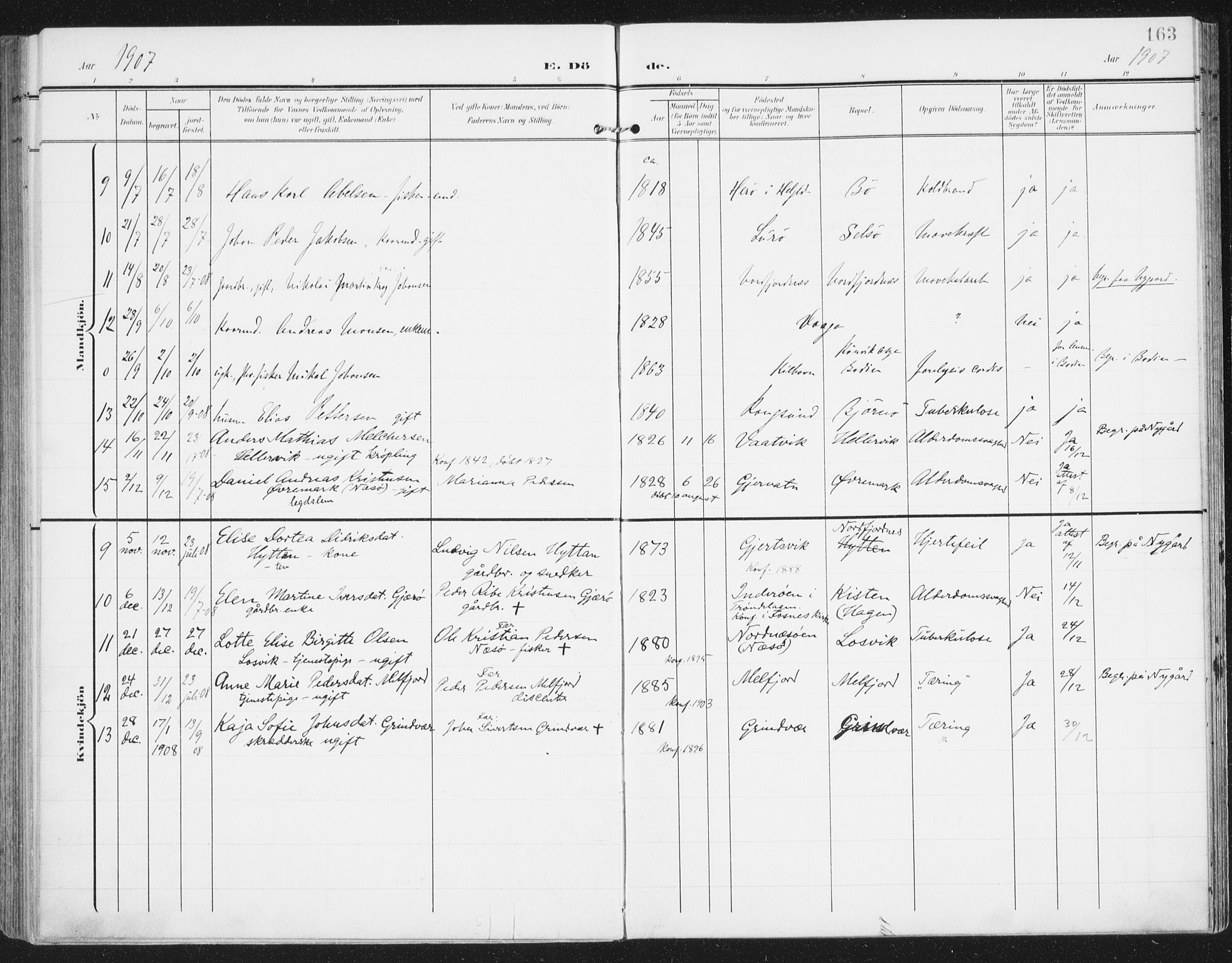 Ministerialprotokoller, klokkerbøker og fødselsregistre - Nordland, AV/SAT-A-1459/841/L0612: Parish register (official) no. 841A15, 1902-1910, p. 163