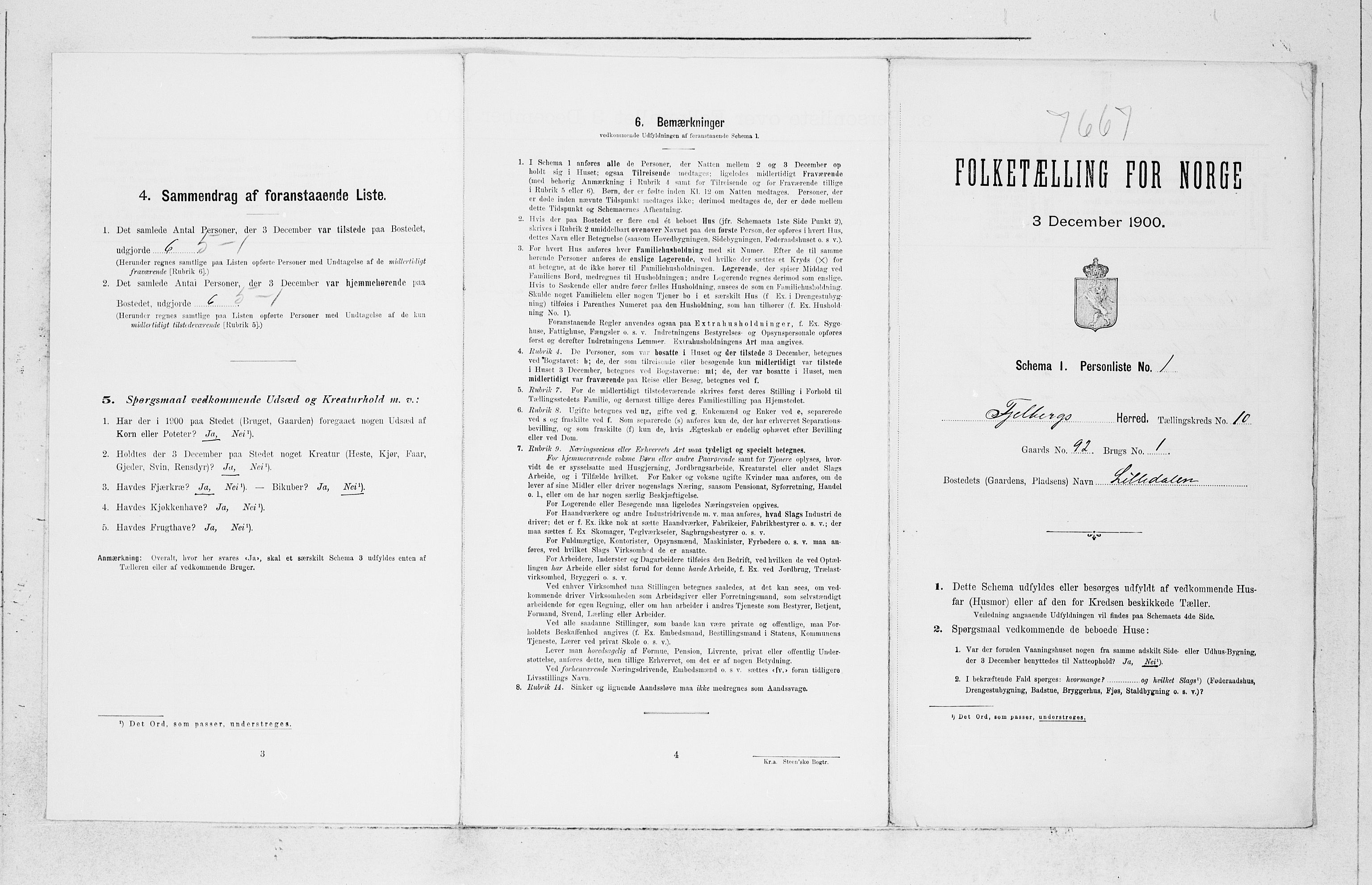 SAB, 1900 census for Fjelberg, 1900, p. 1086