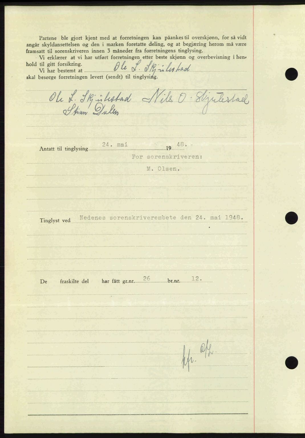 Nedenes sorenskriveri, AV/SAK-1221-0006/G/Gb/Gba/L0059: Mortgage book no. A11, 1948-1948, Diary no: : 766/1948