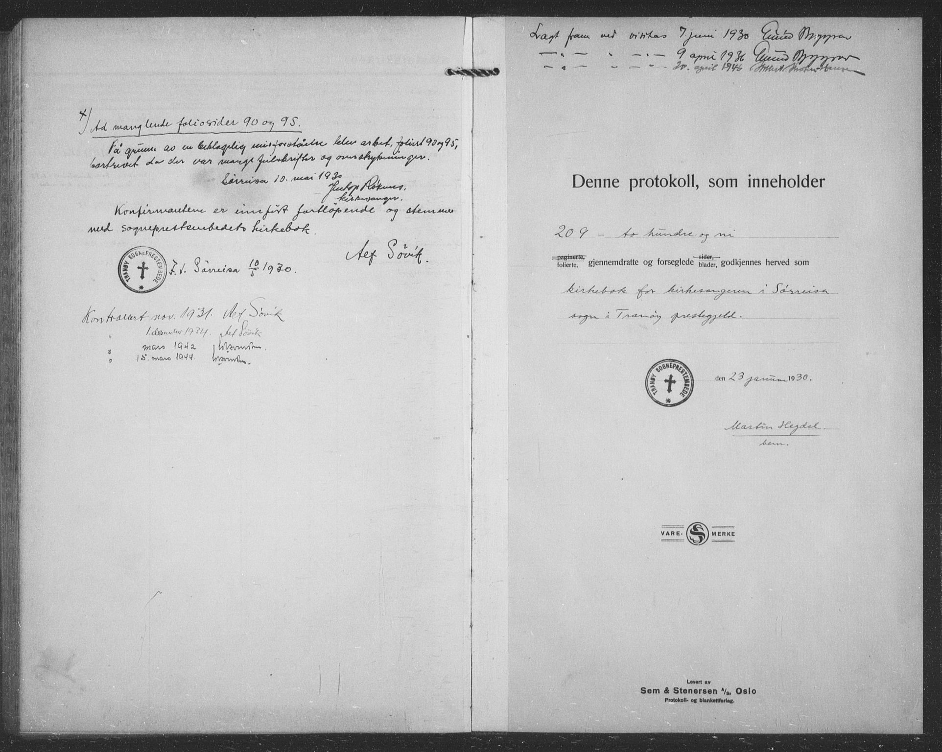 Tranøy sokneprestkontor, SATØ/S-1313/I/Ia/Iab/L0024klokker: Parish register (copy) no. 24, 1929-1943