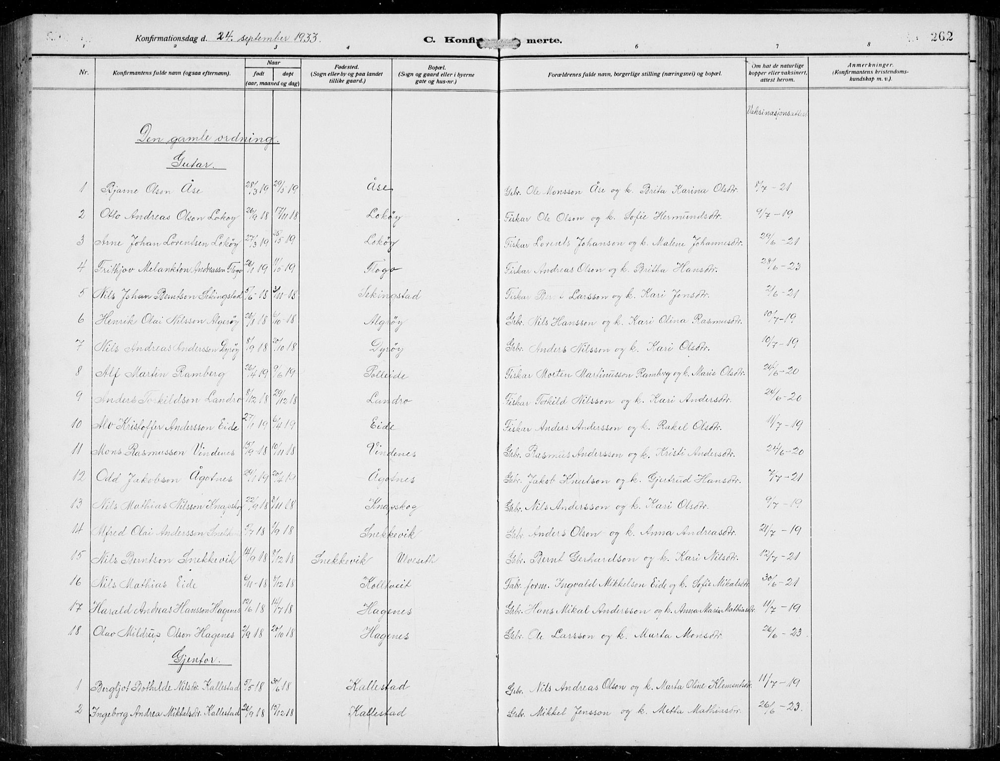 Fjell sokneprestembete, AV/SAB-A-75301/H/Hab: Parish register (copy) no. A  6, 1918-1936, p. 262