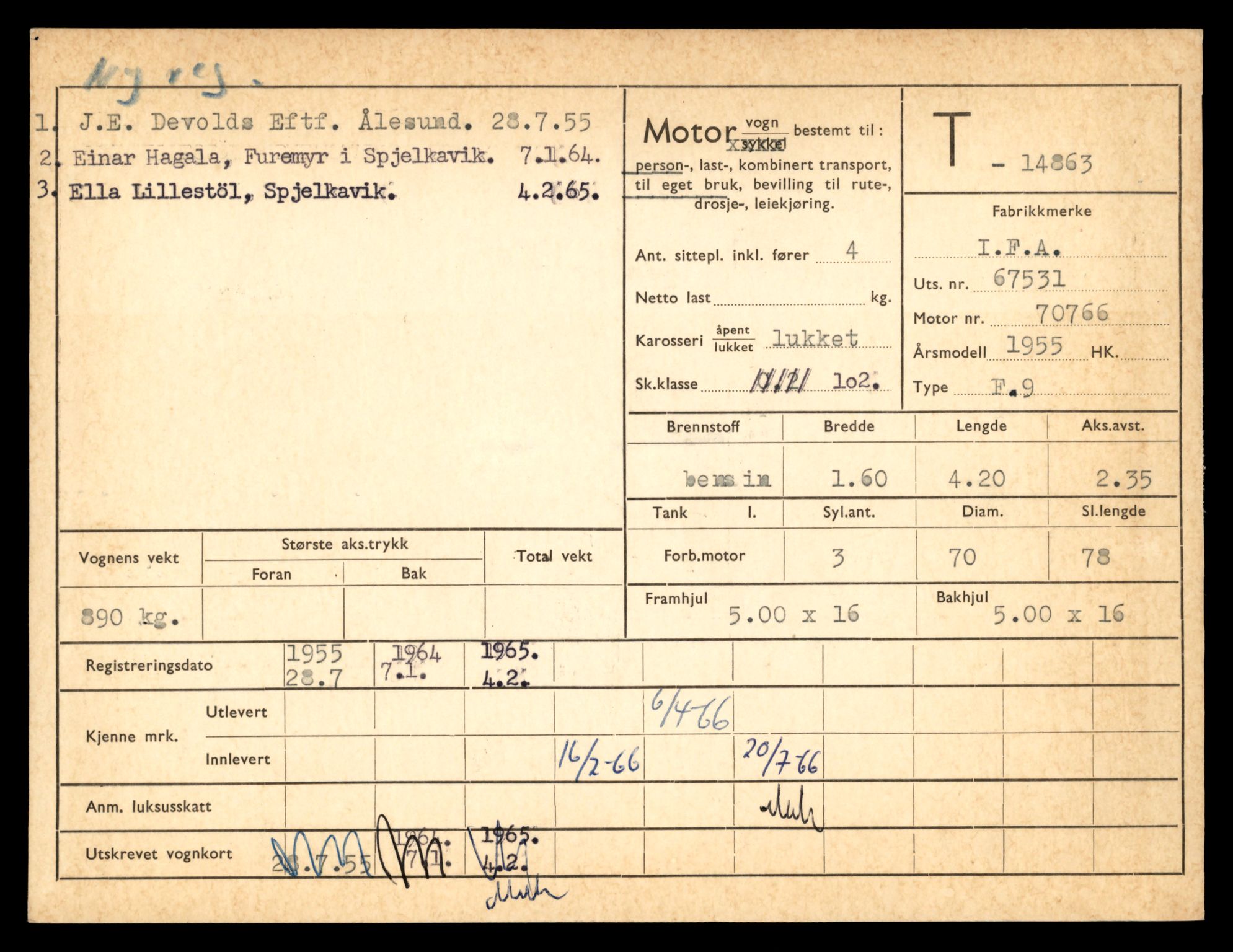 Møre og Romsdal vegkontor - Ålesund trafikkstasjon, AV/SAT-A-4099/F/Fe/L0048: Registreringskort for kjøretøy T 14721 - T 14863, 1927-1998, p. 3265