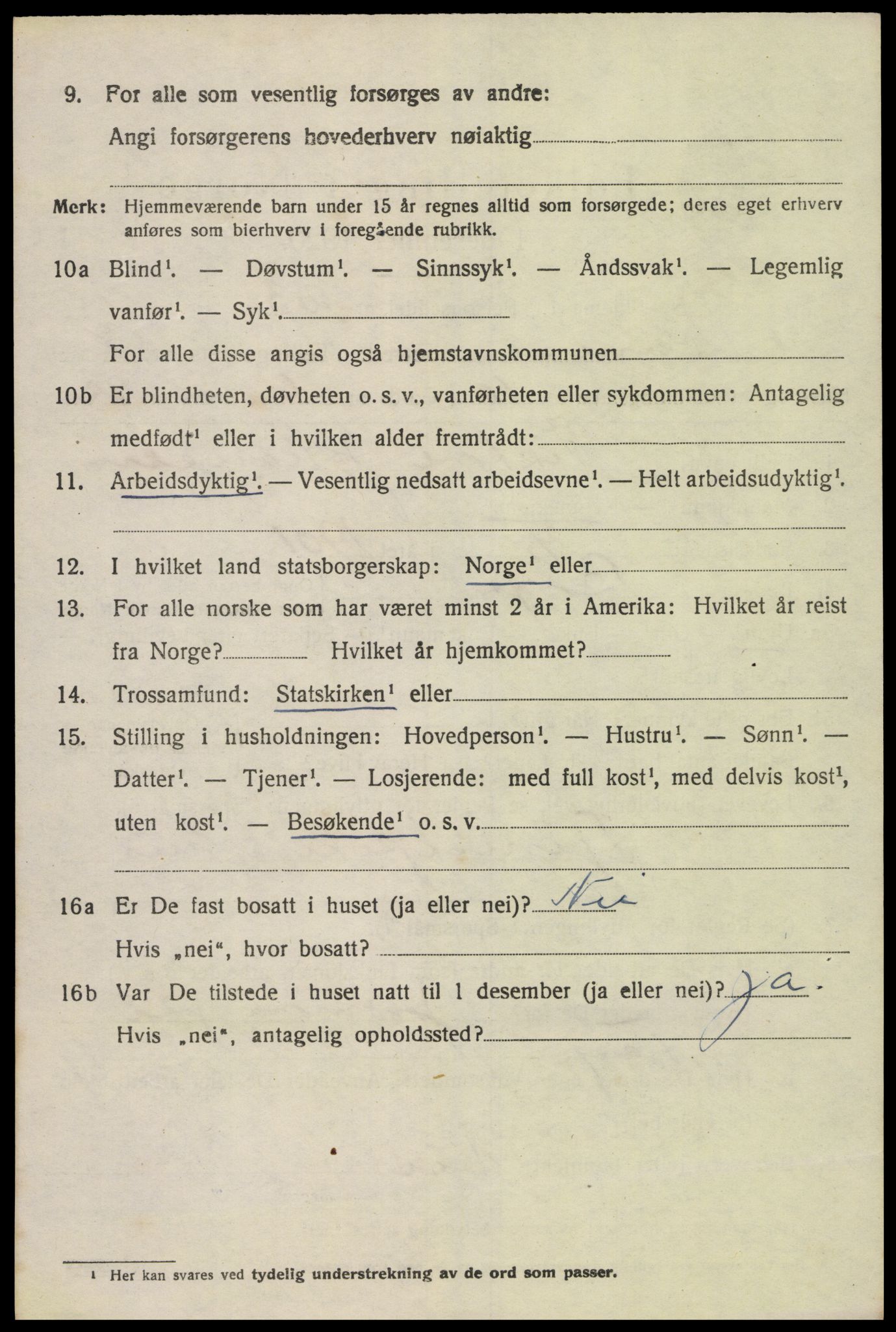 SAK, 1920 census for Vennesla, 1920, p. 5865