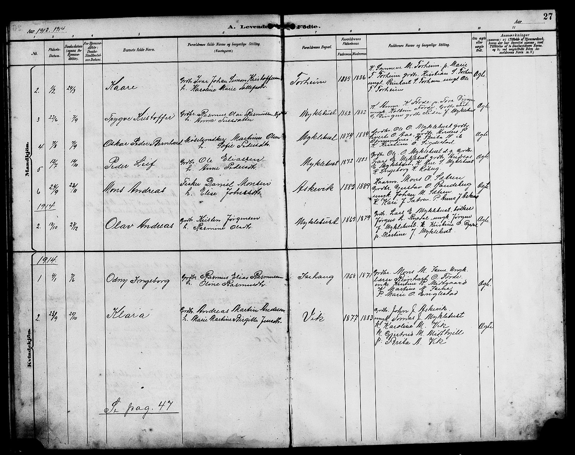 Davik sokneprestembete, AV/SAB-A-79701/H/Hab/Habd/L0002: Parish register (copy) no. D 2, 1890-1919, p. 27