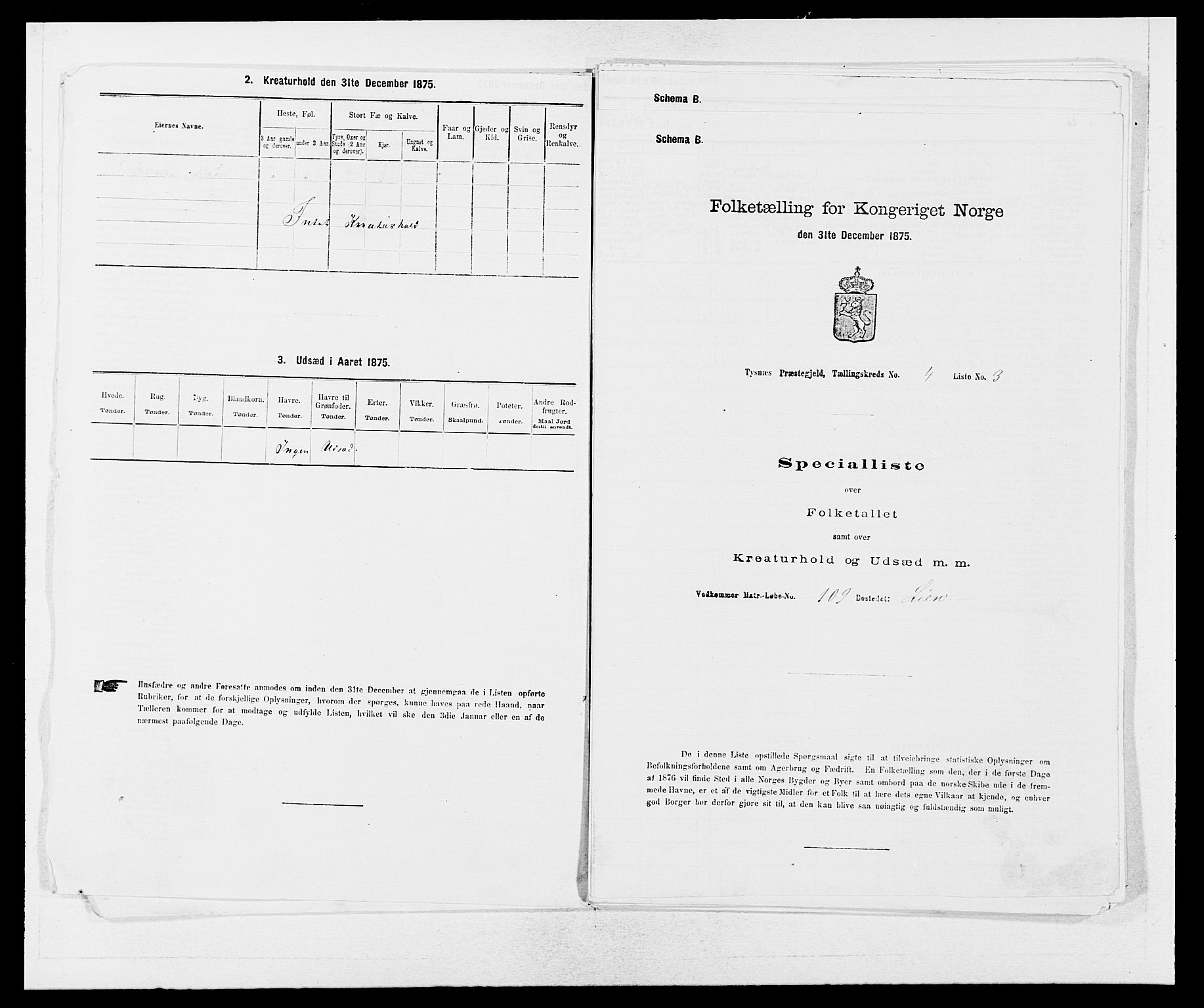 SAB, 1875 census for 1223P Tysnes, 1875, p. 434