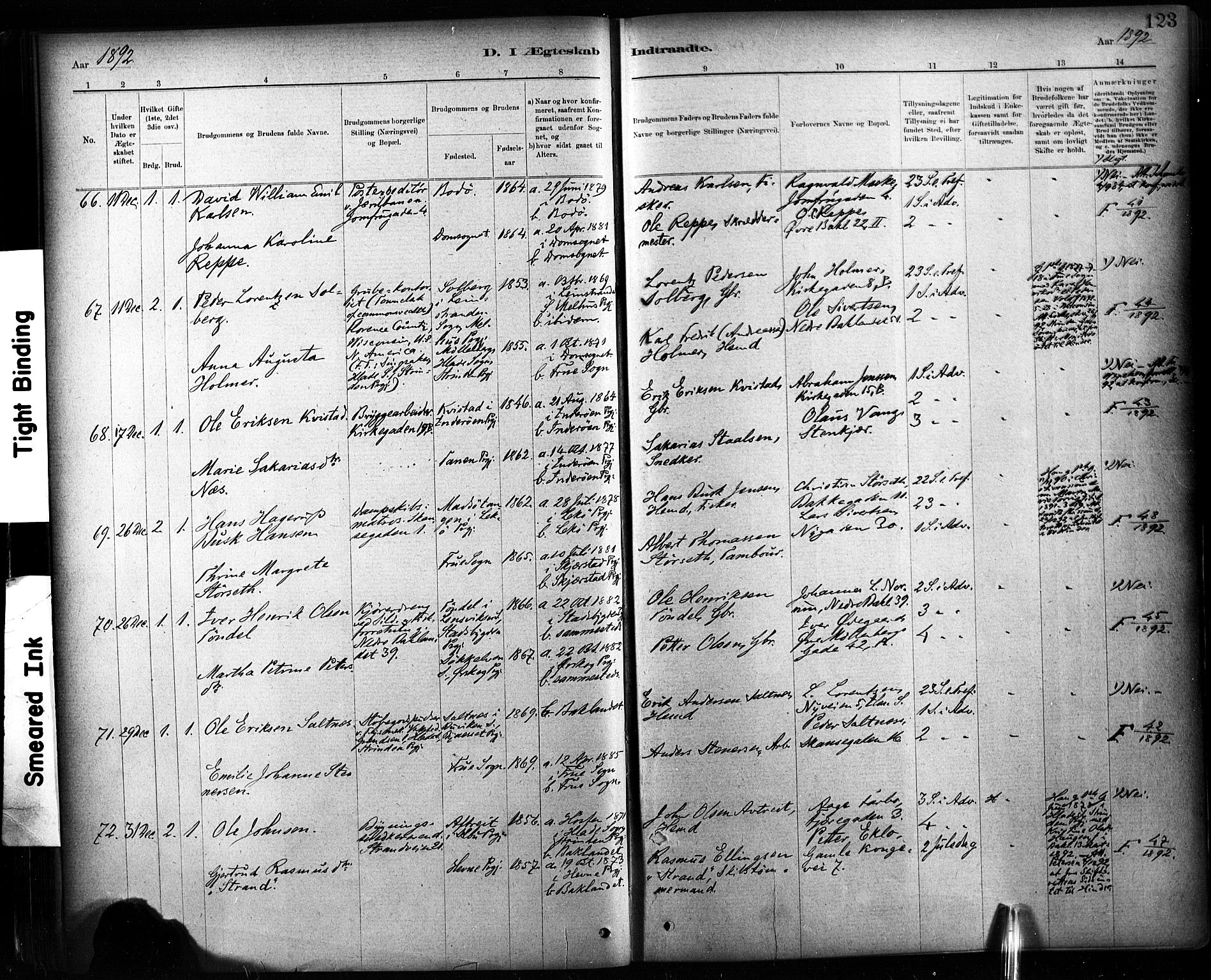 Ministerialprotokoller, klokkerbøker og fødselsregistre - Sør-Trøndelag, AV/SAT-A-1456/604/L0189: Parish register (official) no. 604A10, 1878-1892, p. 123