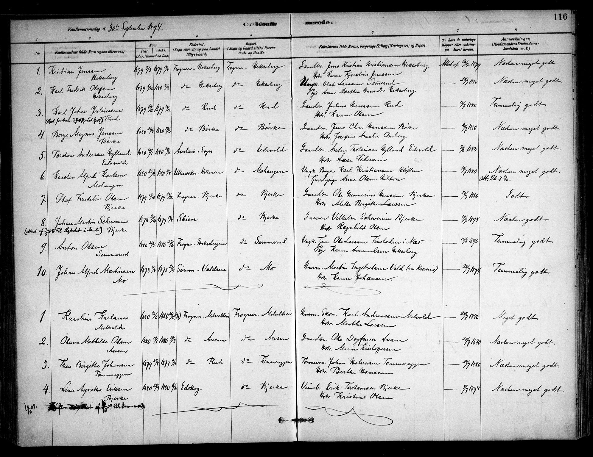 Sørum prestekontor Kirkebøker, SAO/A-10303/F/Fb/L0001: Parish register (official) no. II 1, 1878-1915, p. 116