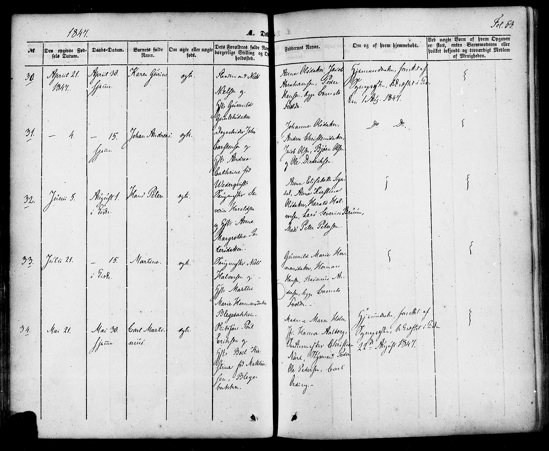 Skien kirkebøker, AV/SAKO-A-302/F/Fa/L0006a: Parish register (official) no. 6A, 1843-1856, p. 53