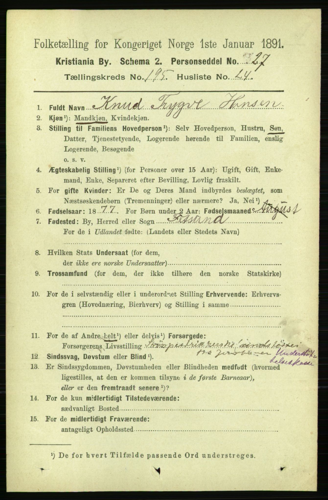 RA, 1891 census for 0301 Kristiania, 1891, p. 118049