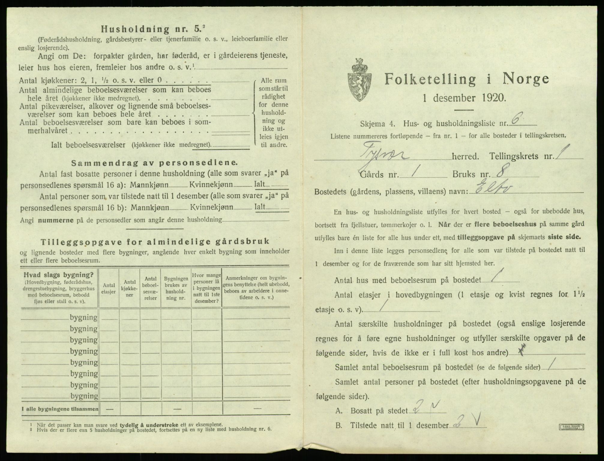 SAST, 1920 census for Tysvær, 1920, p. 52