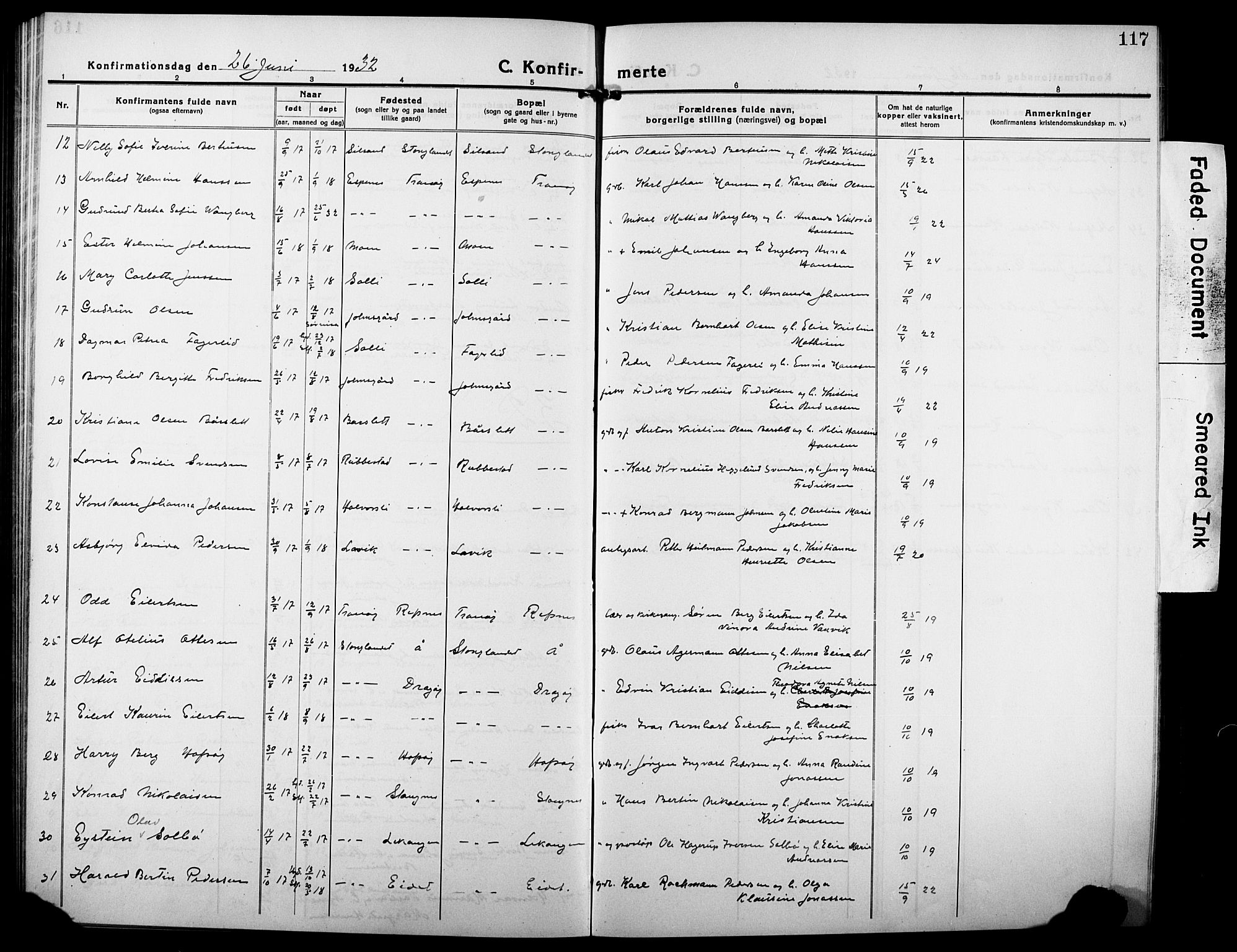 Tranøy sokneprestkontor, SATØ/S-1313/I/Ia/Iab/L0006klokker: Parish register (copy) no. 6, 1919-1932, p. 117