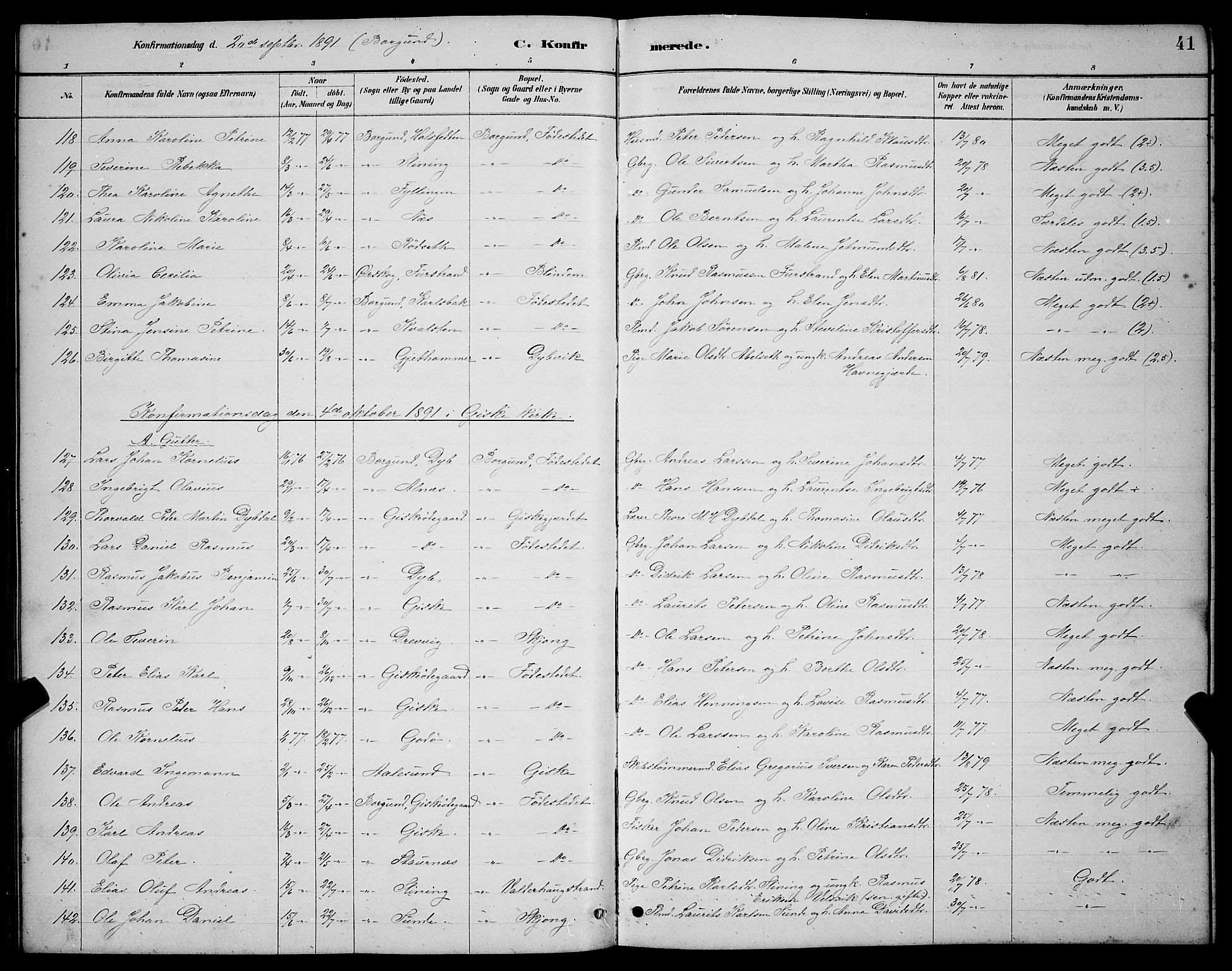 Ministerialprotokoller, klokkerbøker og fødselsregistre - Møre og Romsdal, SAT/A-1454/528/L0430: Parish register (copy) no. 528C11, 1884-1899, p. 41