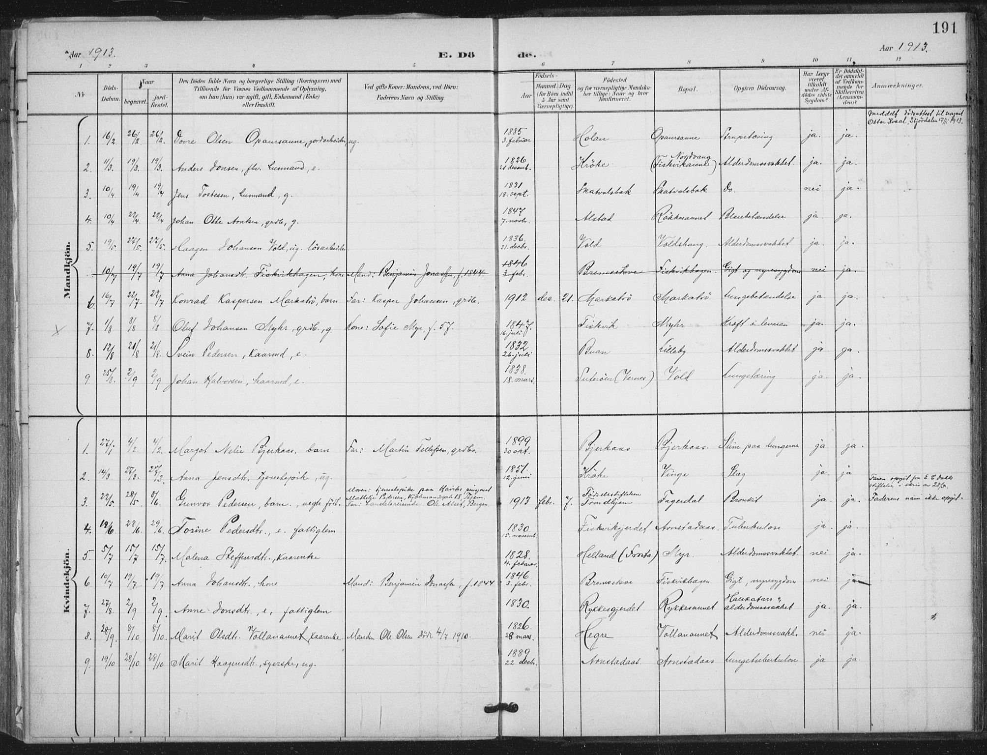 Ministerialprotokoller, klokkerbøker og fødselsregistre - Nord-Trøndelag, SAT/A-1458/712/L0101: Parish register (official) no. 712A02, 1901-1916, p. 191