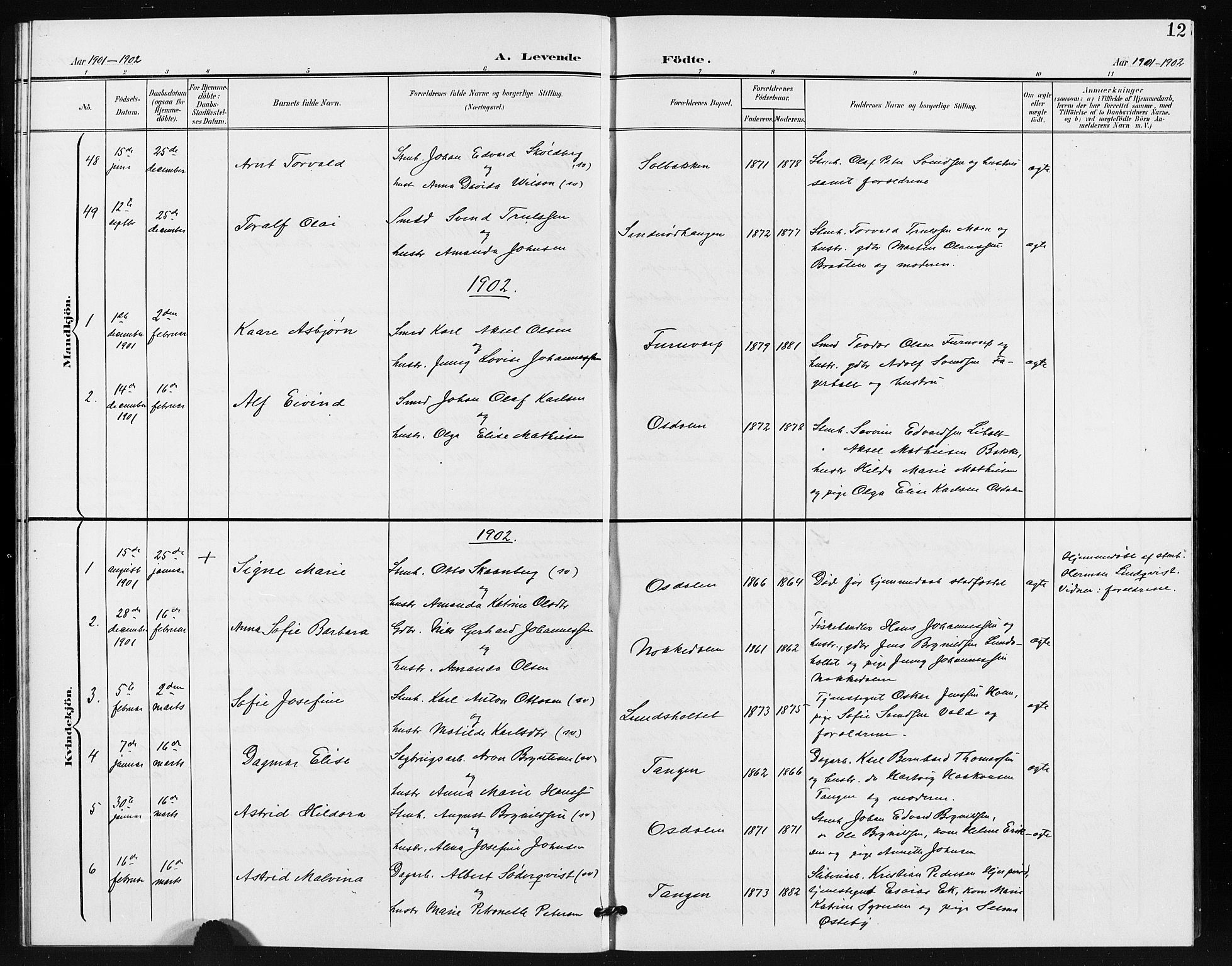 Idd prestekontor Kirkebøker, SAO/A-10911/G/Gb/L0001: Parish register (copy) no. II 1, 1901-1907, p. 12
