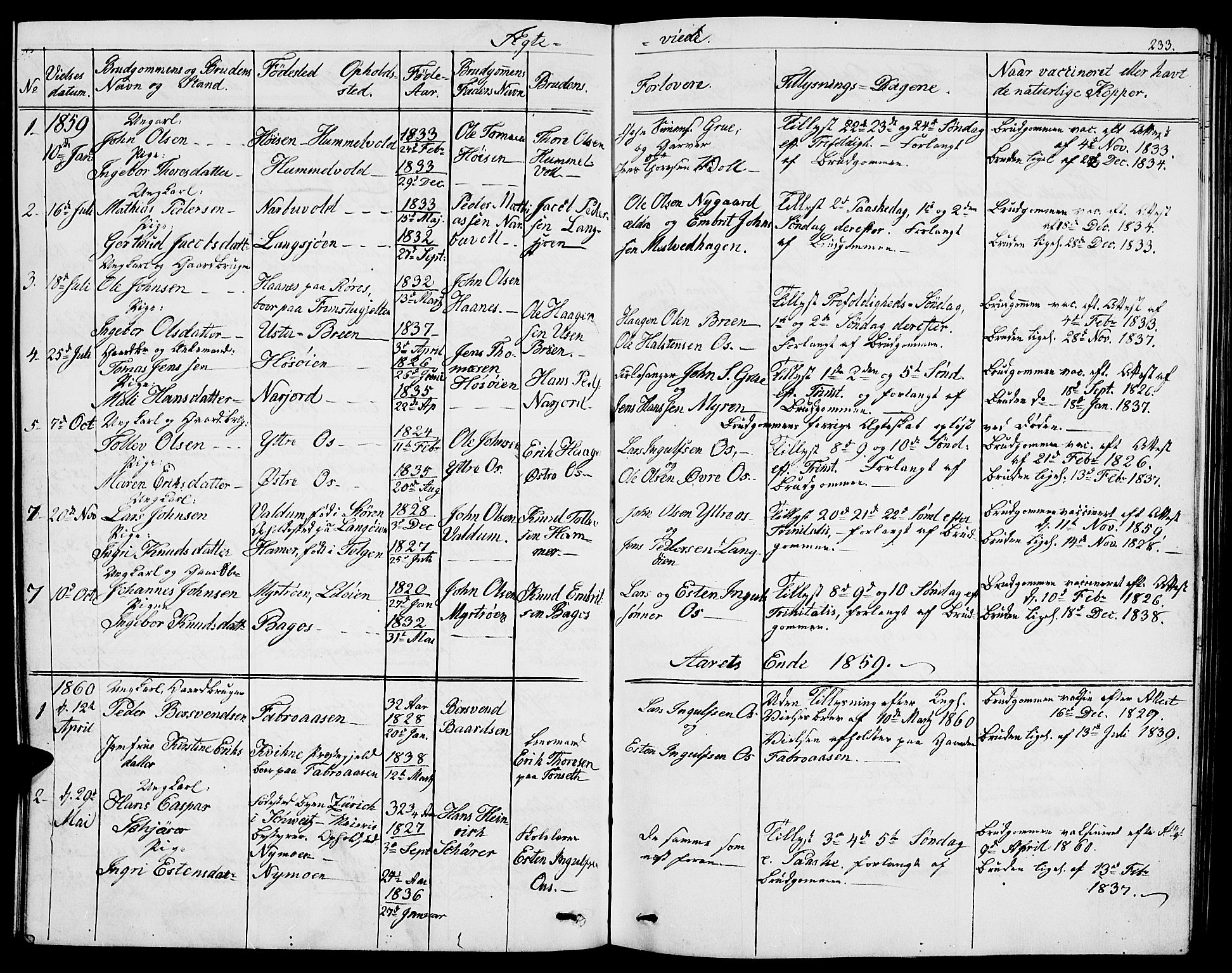 Tolga prestekontor, AV/SAH-PREST-062/L/L0004: Parish register (copy) no. 4, 1845-1887, p. 233