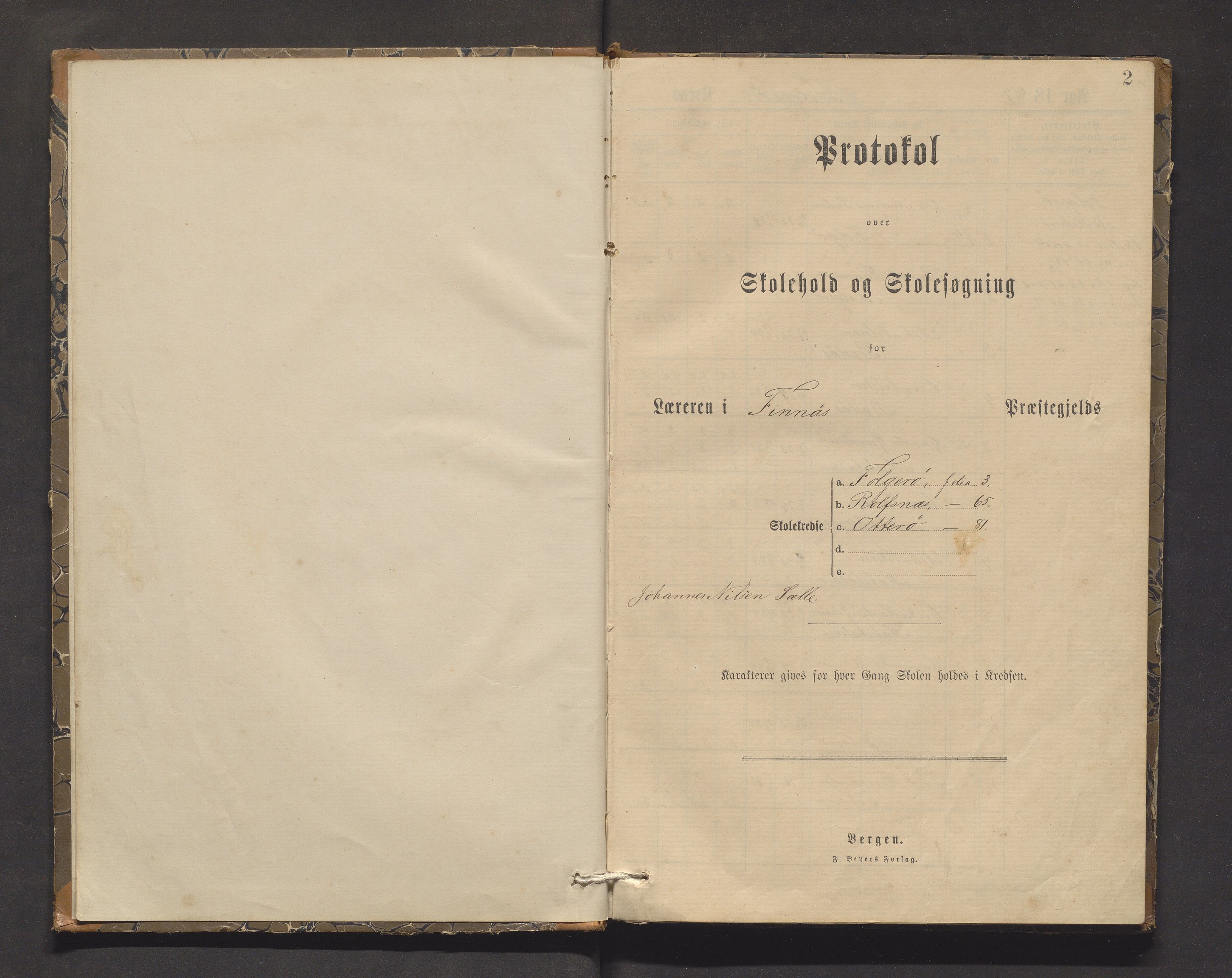 Moster kommune. Barneskulane, IKAH/1218b-231/F/Fb/L0004: Skuleprotokoll for Foldrøy, Spissøy, Otterøy, Rolfsnes, 1887-1891