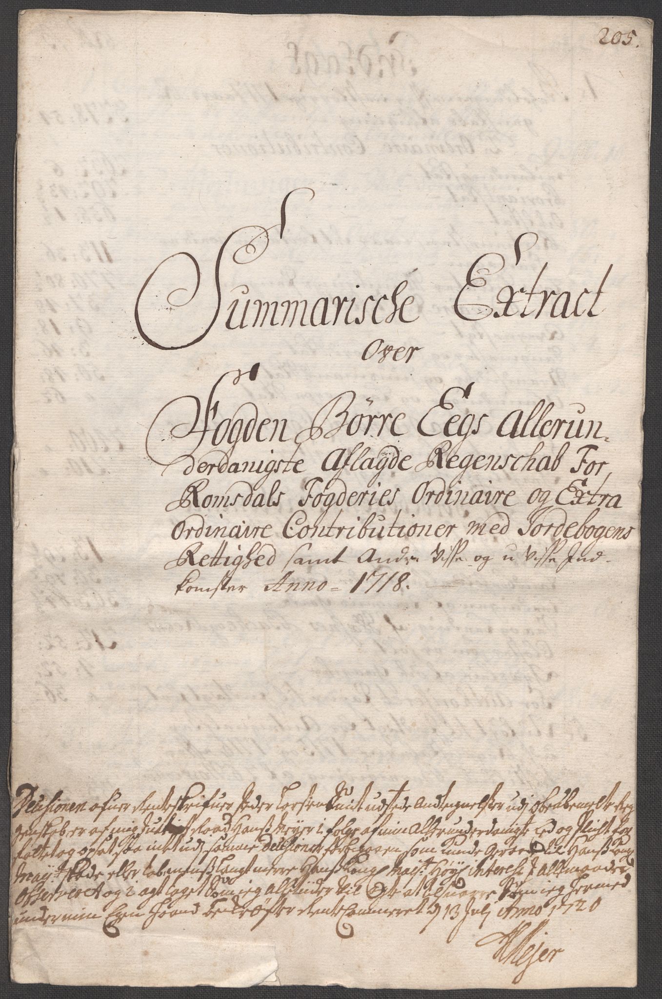 Rentekammeret inntil 1814, Reviderte regnskaper, Fogderegnskap, RA/EA-4092/R55/L3665: Fogderegnskap Romsdal, 1718, p. 266