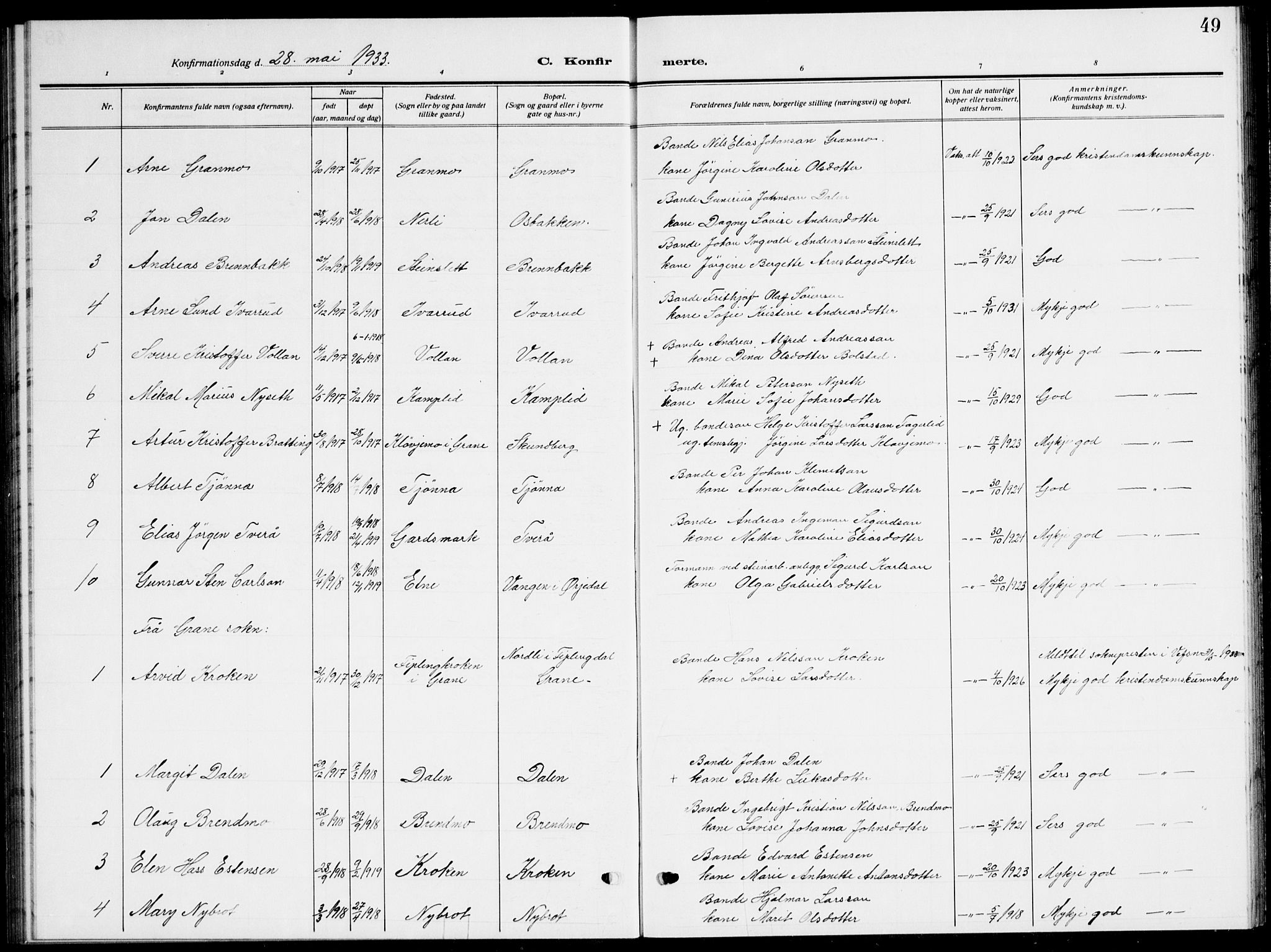 Ministerialprotokoller, klokkerbøker og fødselsregistre - Nordland, AV/SAT-A-1459/823/L0332: Parish register (copy) no. 823C04, 1907-1944, p. 49