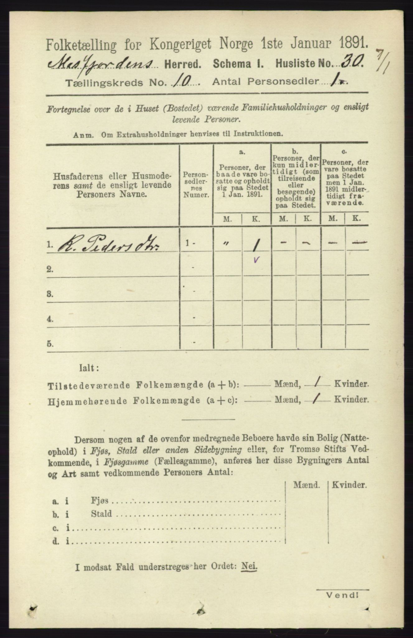 RA, 1891 census for 1266 Masfjorden, 1891, p. 2000