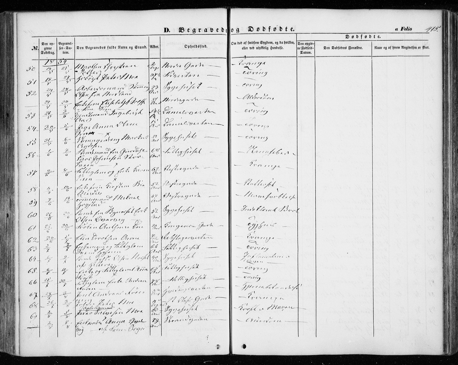 Ministerialprotokoller, klokkerbøker og fødselsregistre - Sør-Trøndelag, AV/SAT-A-1456/601/L0051: Parish register (official) no. 601A19, 1848-1857, p. 415